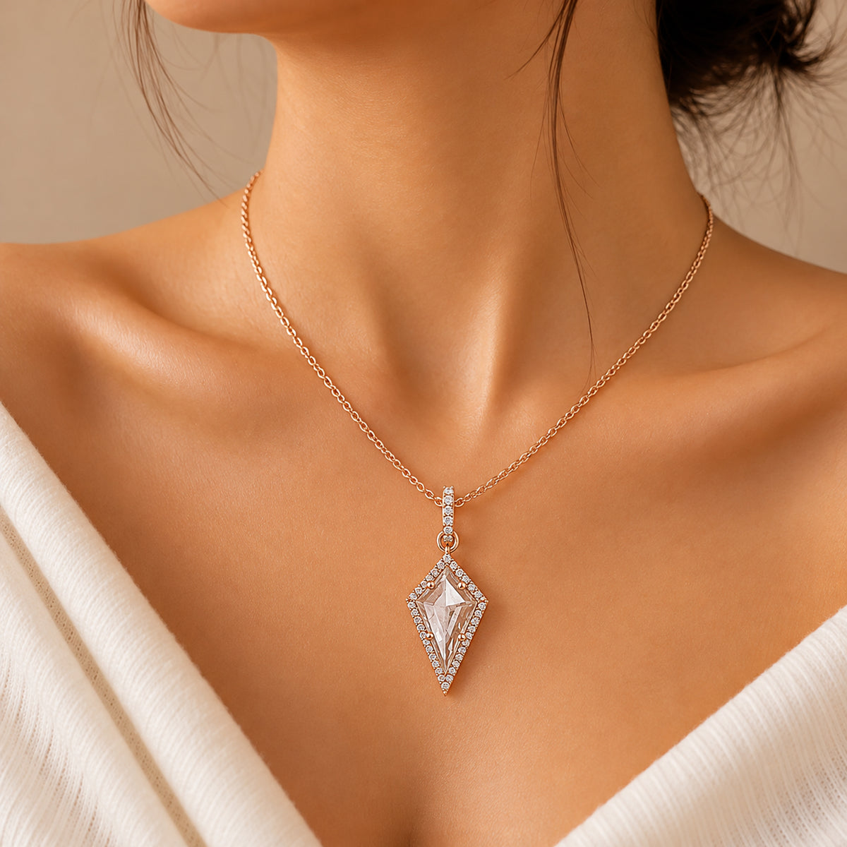 Kite Lab Grown Necklace, 14K Gold Salt And Pepper Diamond Pendant, Dainty Kite Necklace, Elegant Pendant Jewelry Bridal Gift for Her KDL3579