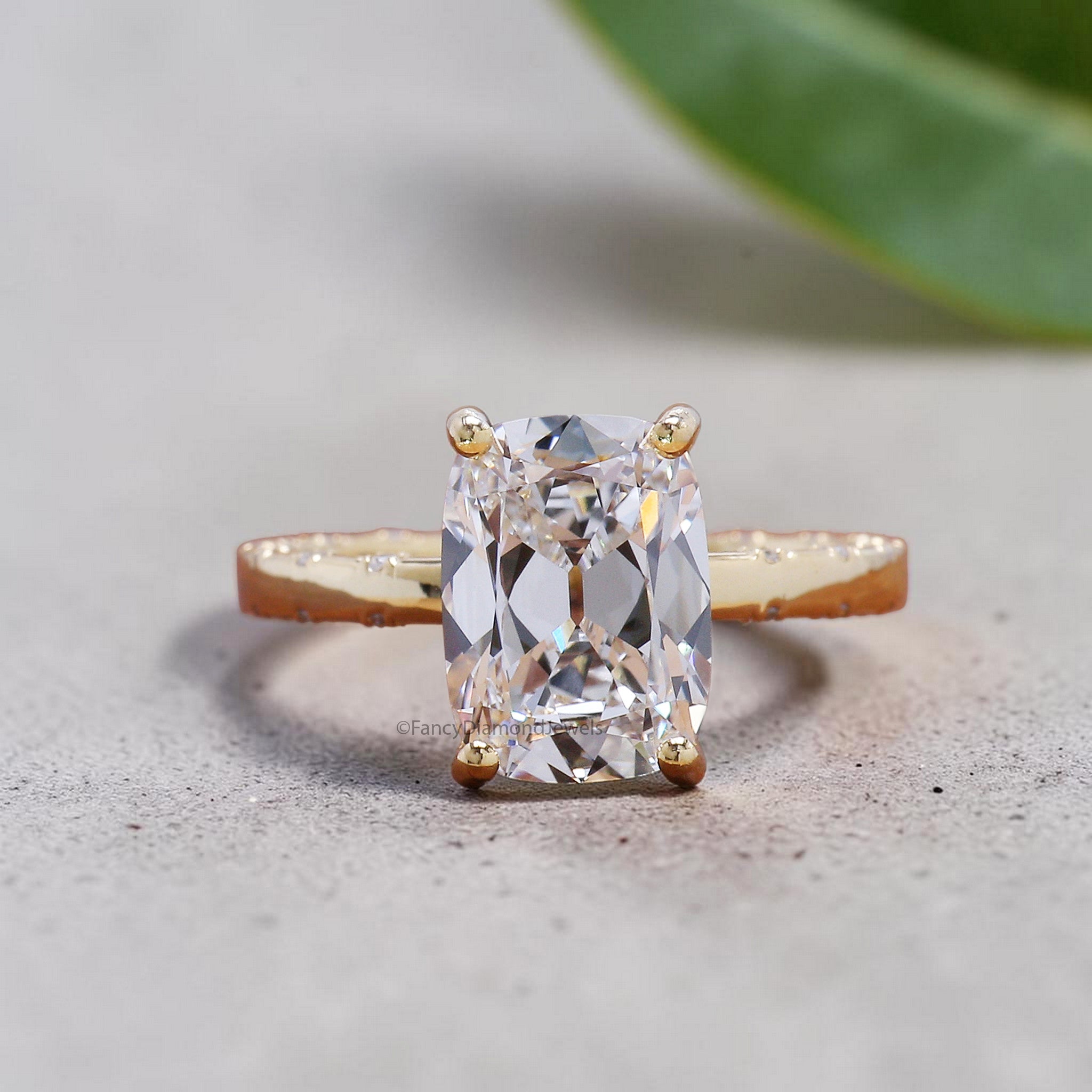 Elongated Cushion Old Mine Cut Lab Grown Diamond Ring, Vintage Style Hidden Halo Engagement Ring, Wedding & Anniversary Gift For Her FD555