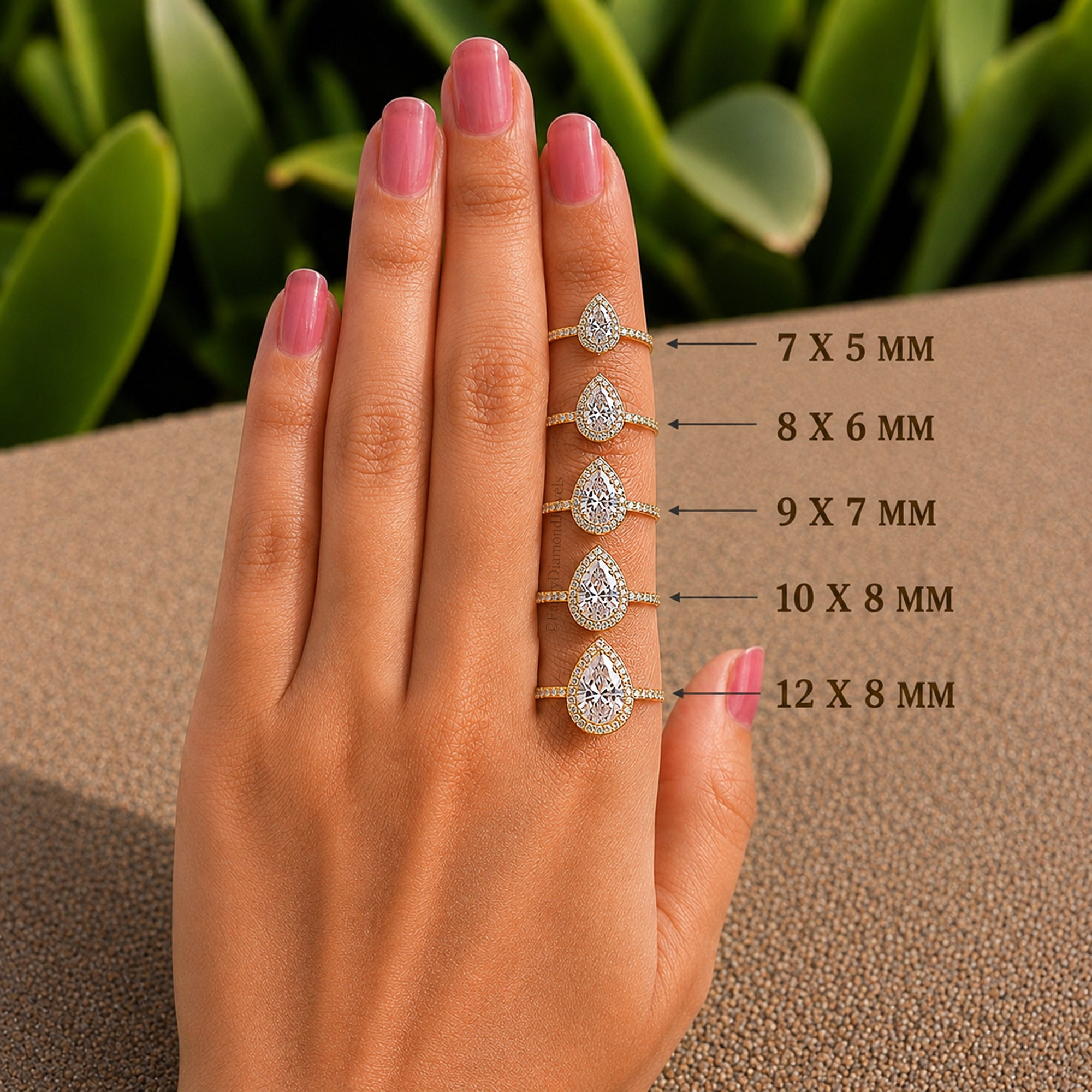 Pear Cut Diamond engagement ring 12mm 10mm 9mm 8mm 7mm stone ring Silver ring Promise ring Simulant ring Solitaire ring Gift for her FD285