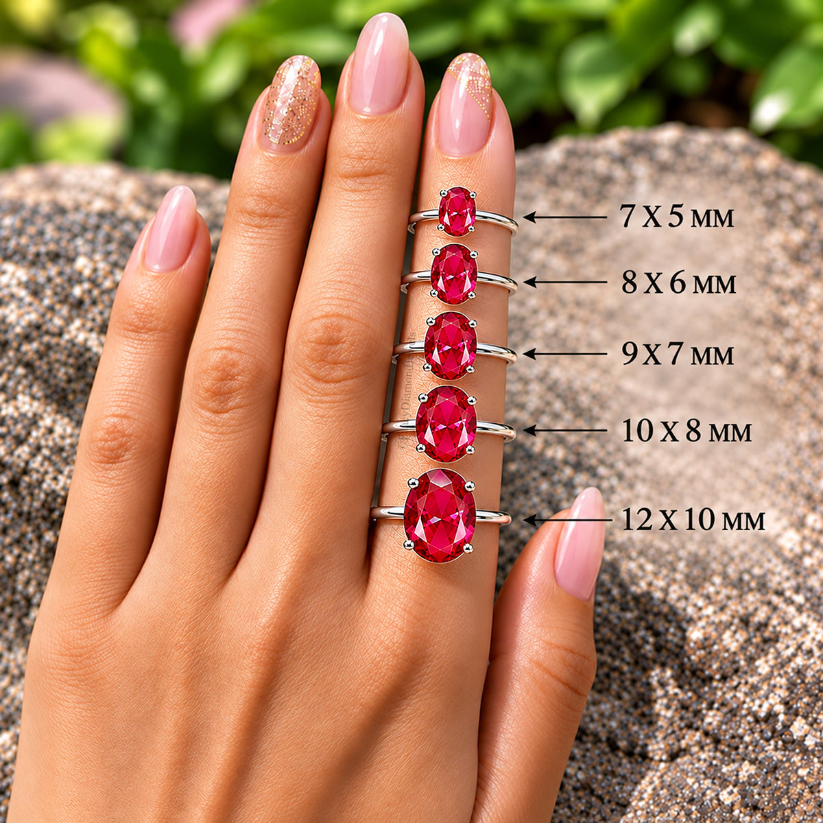Oval Red Ruby engagement ring 12mm 10mm 9mm 8mm 7mm stone ring Simulant Solitaire ring Oval Red Diamond ring Silver ring Gift for her FD331