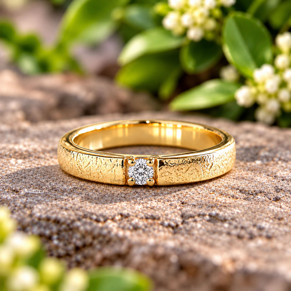 Hammered Natural White Diamond Wedding Band Silver Engagement Band Diamond Wedding Band Alternative Bridal Wedding Band Gift For Her FD517