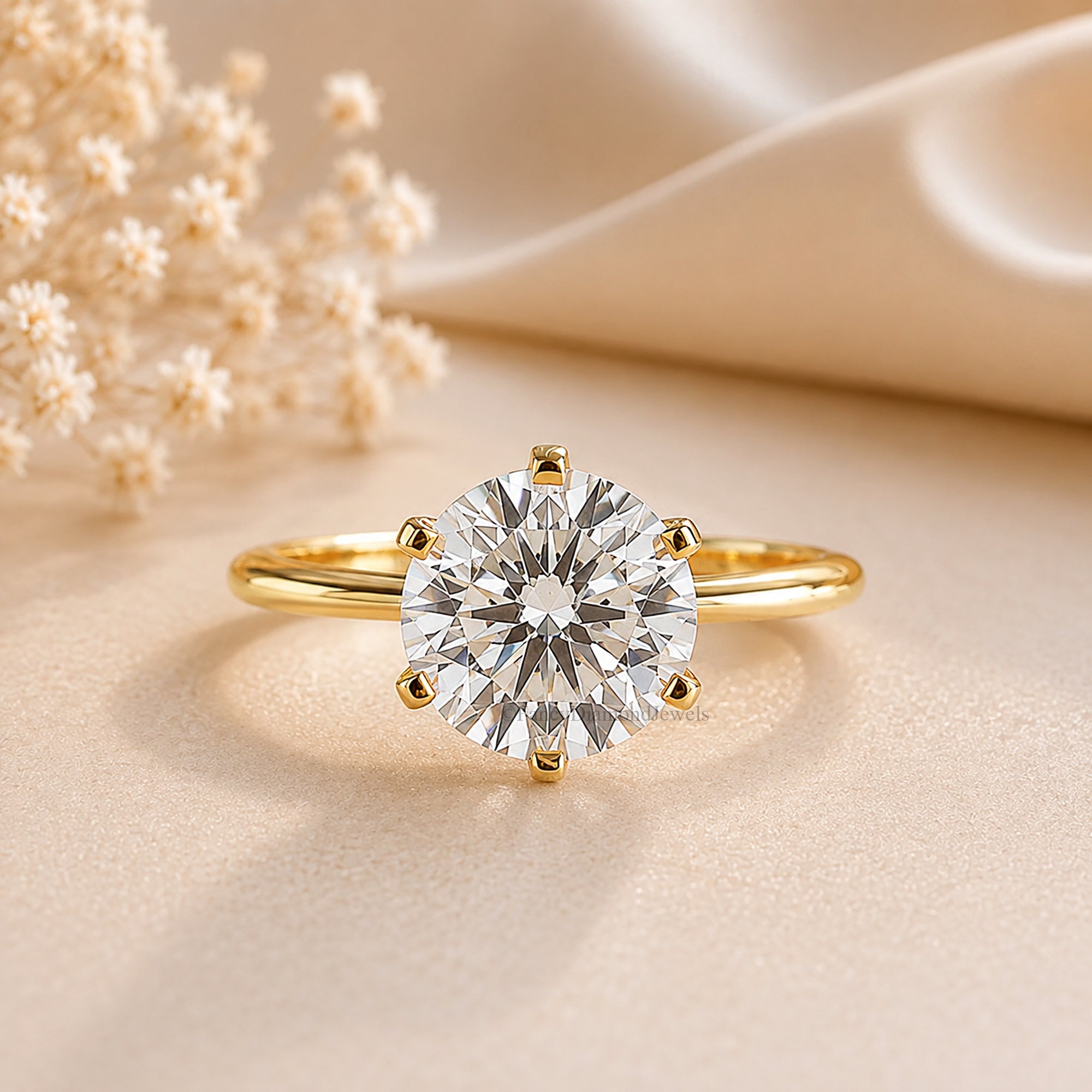 Round Cut Engagement Ring, Moissanite Diamond Wedding Ring for Women, Round Shape Moissanite Solitaire Propose Ring, Anniversary Gift FD599
