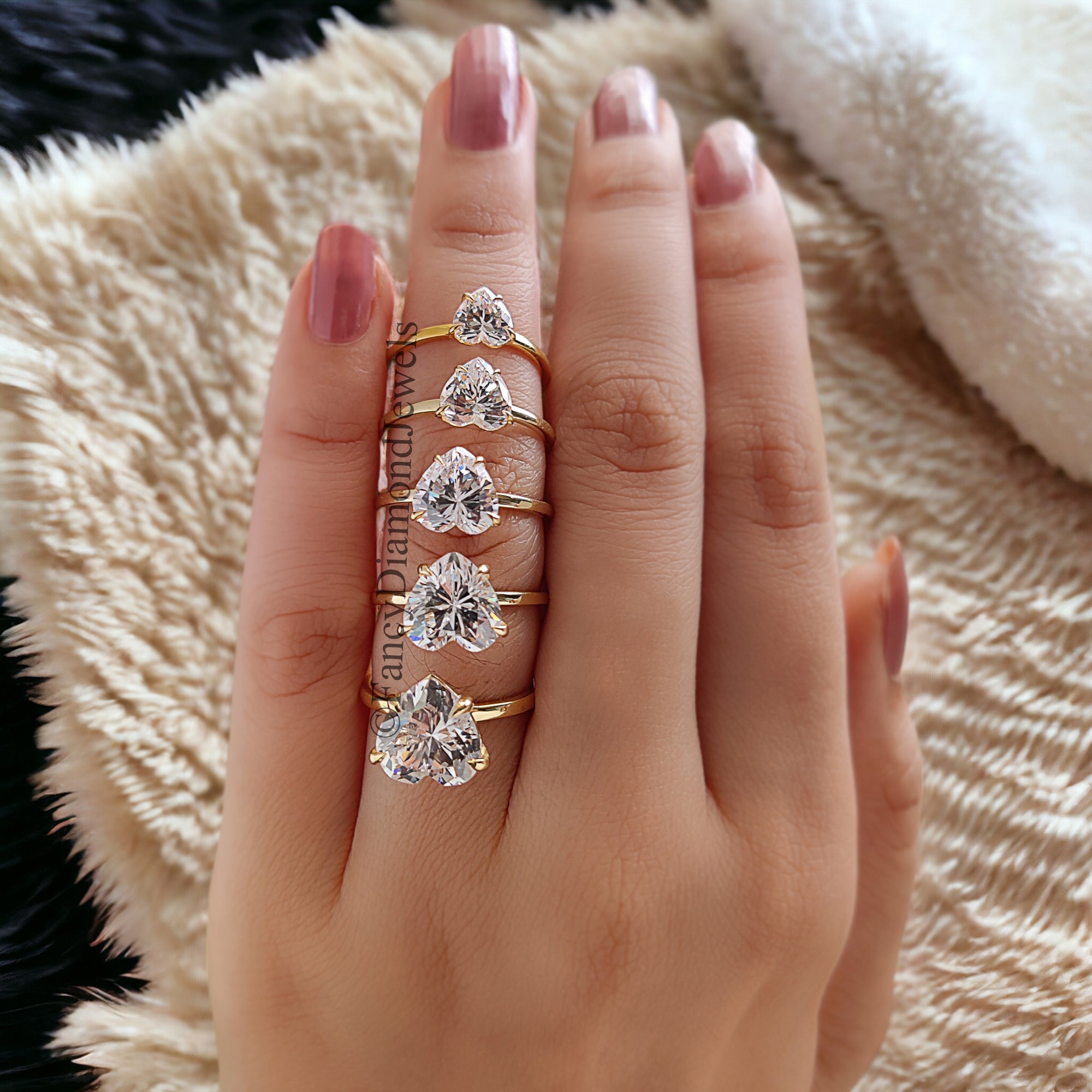 Heart Cut engagement ring 10mm 9mm 8mm 7mm 6mm stone ring Silver Promise ring Diamond ring Simulant ring Solitaire ring Gift for her FD200