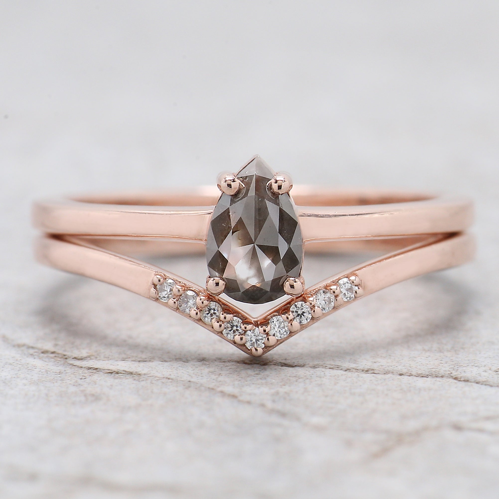 Pear Cut Brown Color Diamond Ring 0.55 Ct 6.39 MM Pear Shape Diamond Ring 14K Solid Rose Gold Silver Pear Engagement Ring Gift For Her QL9598
