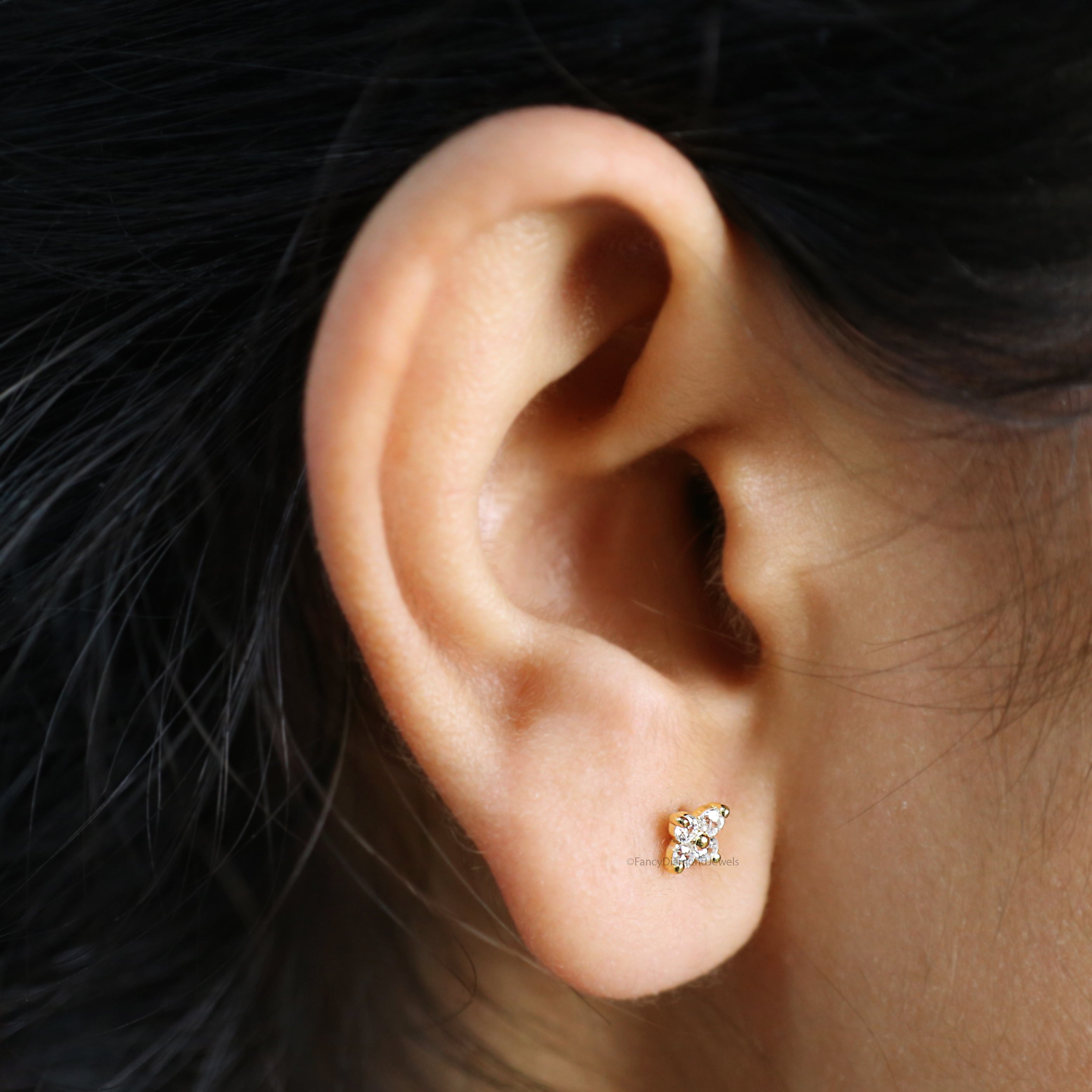 Flower Stud Earring Round White Diamond Earring Round Brilliant Shape Earring Prong Earring Engagement Earring Gift For Her FD509