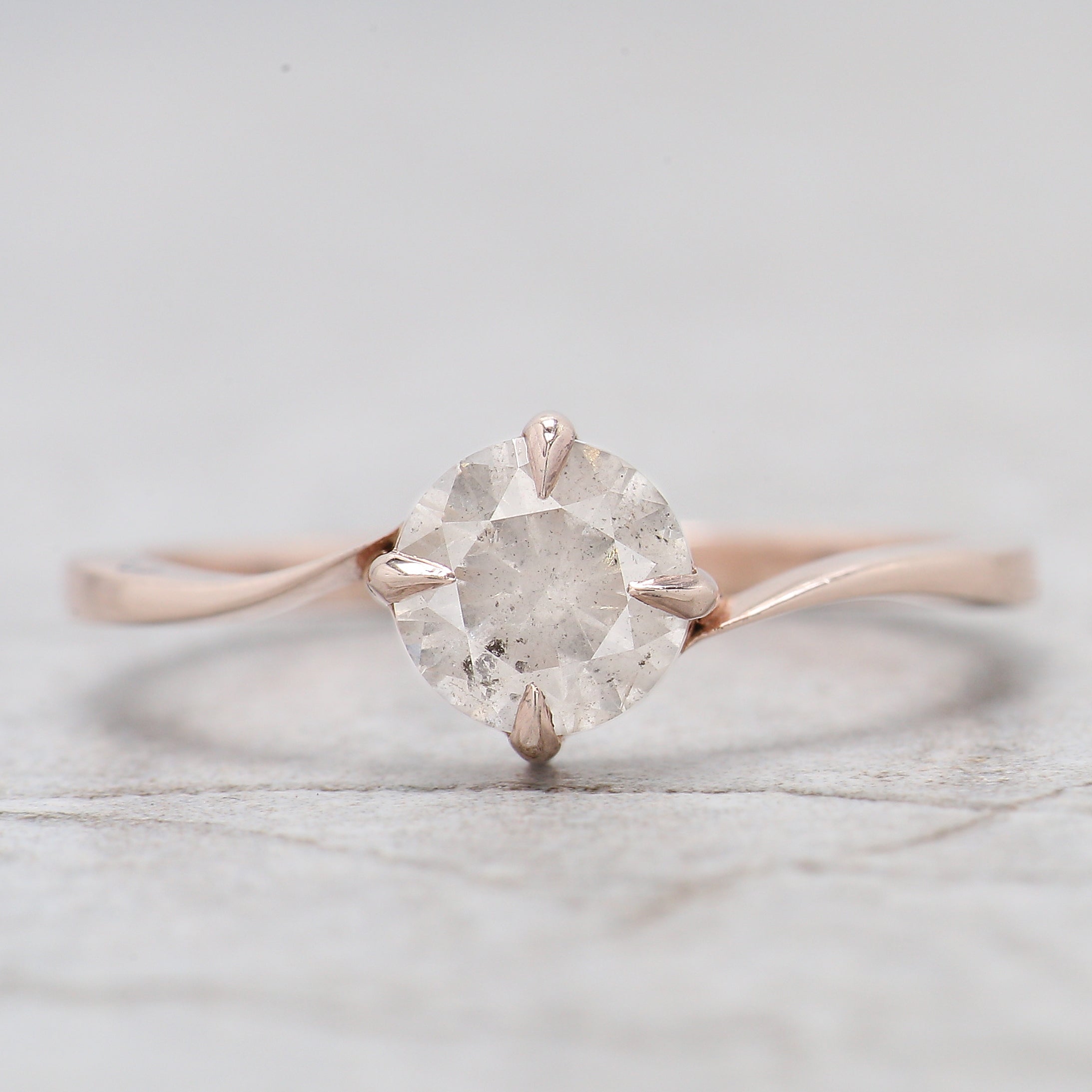 Round Cut White Color Diamond Ring 0.73 Ct 5.85 MM Round Shape Diamond Ring 14K Rose Gold Silver Round Engagement Ring Gift For Her QL347