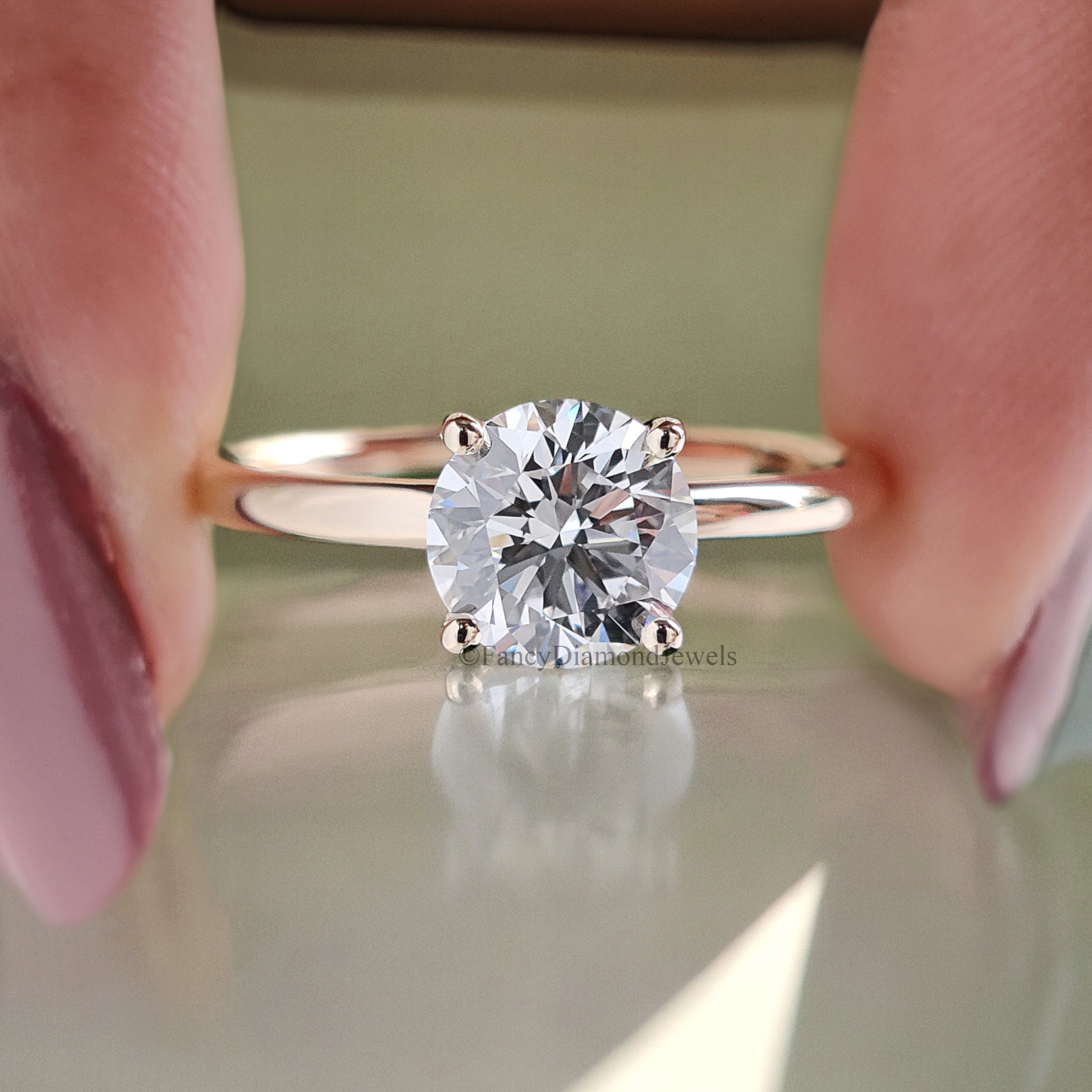 1.00 CT Round Brilliant Cut Lab Grown Engagement Ring Round Cut Moissanite Ring Prong Set Wedding Ring Anniversary Gift Ring For Her FD194