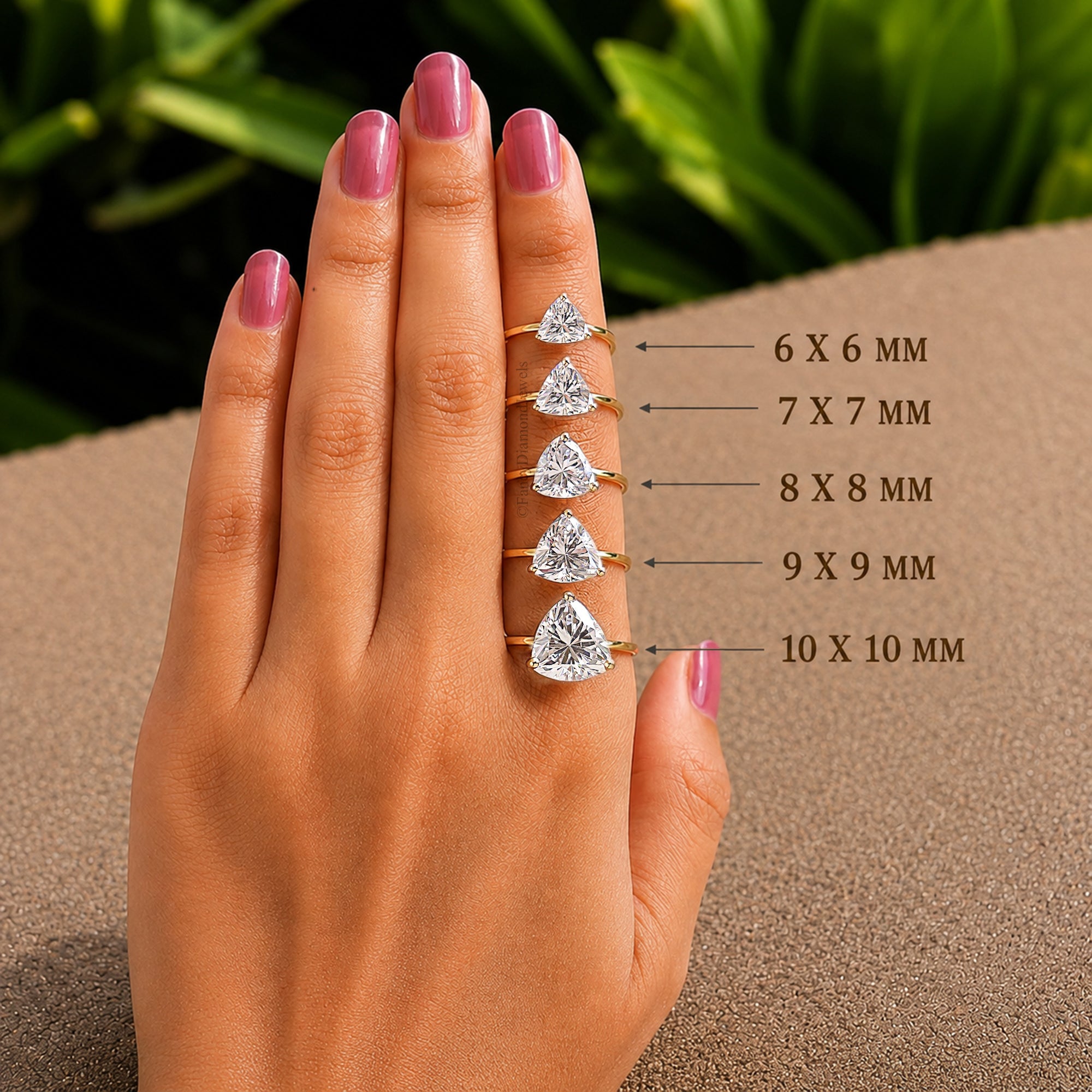 Trillion Cut Engagement ring 6mm 7mm 8mm 9mm 10mm Stone Ring Silver Promise Ring Triangle Shape Diamond Solitaire Ring Gift For Her FD439