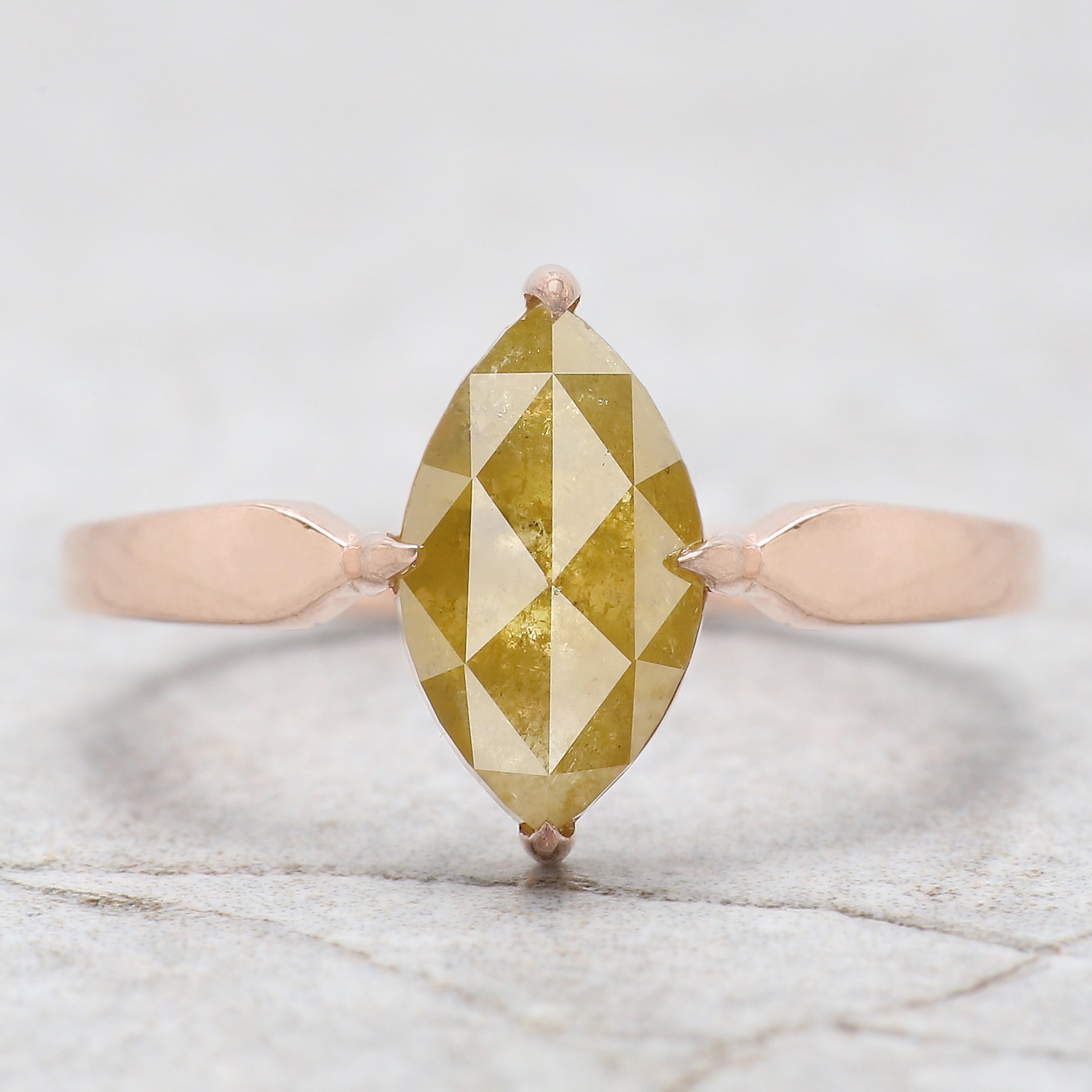 Marquise Shape Yellow Color Diamond Ring 1.68 Ct 10.80 MM Marquise Cut Diamond Ring 14K Rose Gold Silver Engagement Ring Gift For Her QN7829