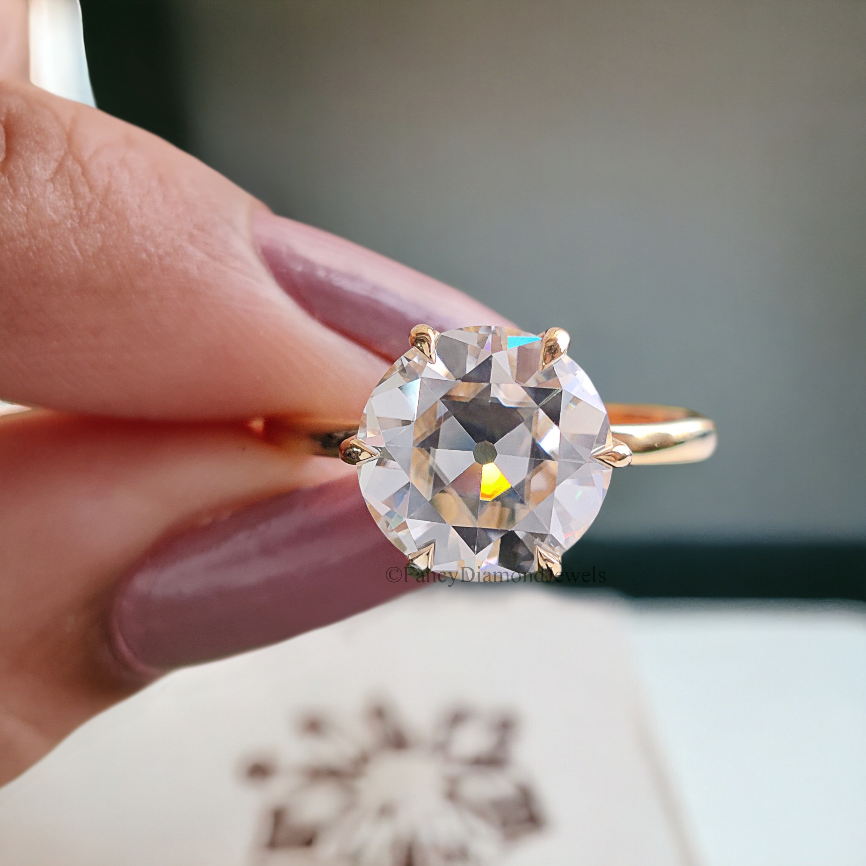 2.80 CT Old European Round Cut Moissanite Solitaire Ring Yellow Gold Engagement Ring For Women OEC Round Cut Ring For Her Wedding Gift FD171