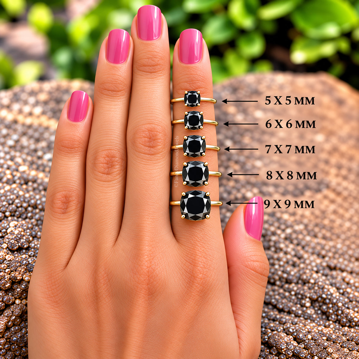 Black Onyx Engagement Ring, Cushion Cut Solitaire Ring, Sterling Silver Cushion Shape Diamond Simulant Ring, Anniversary Gift for Her FD614