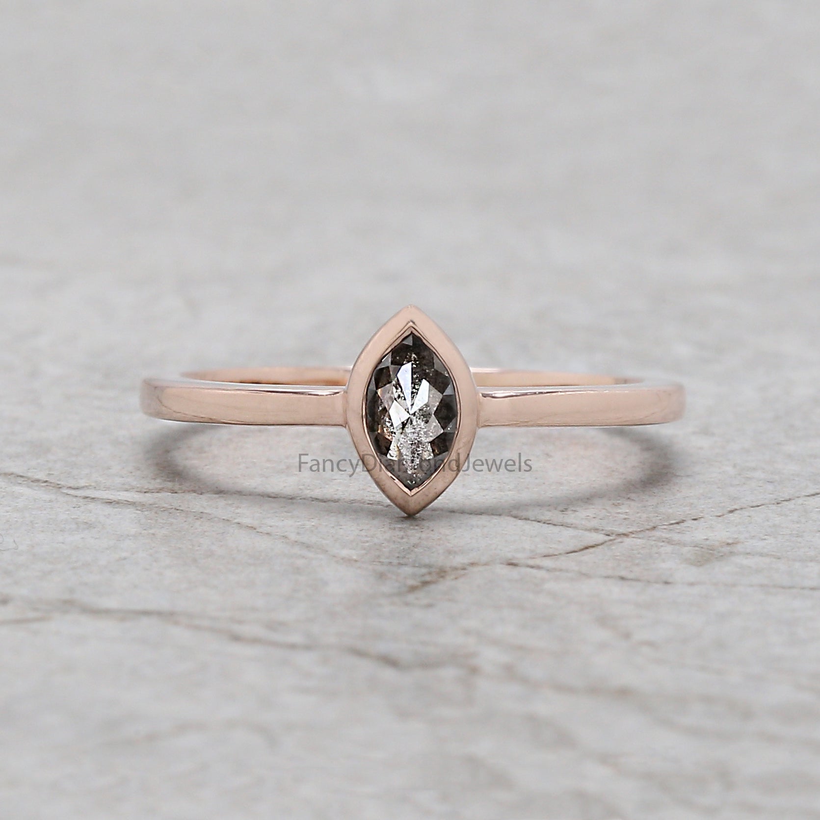 Marquise Salt and pepper Diamond Ring, Salt and pepper Marquise Diamond Engagement Ring, Marquise Diamond Ring, Marquise Shape Ring, KD1159