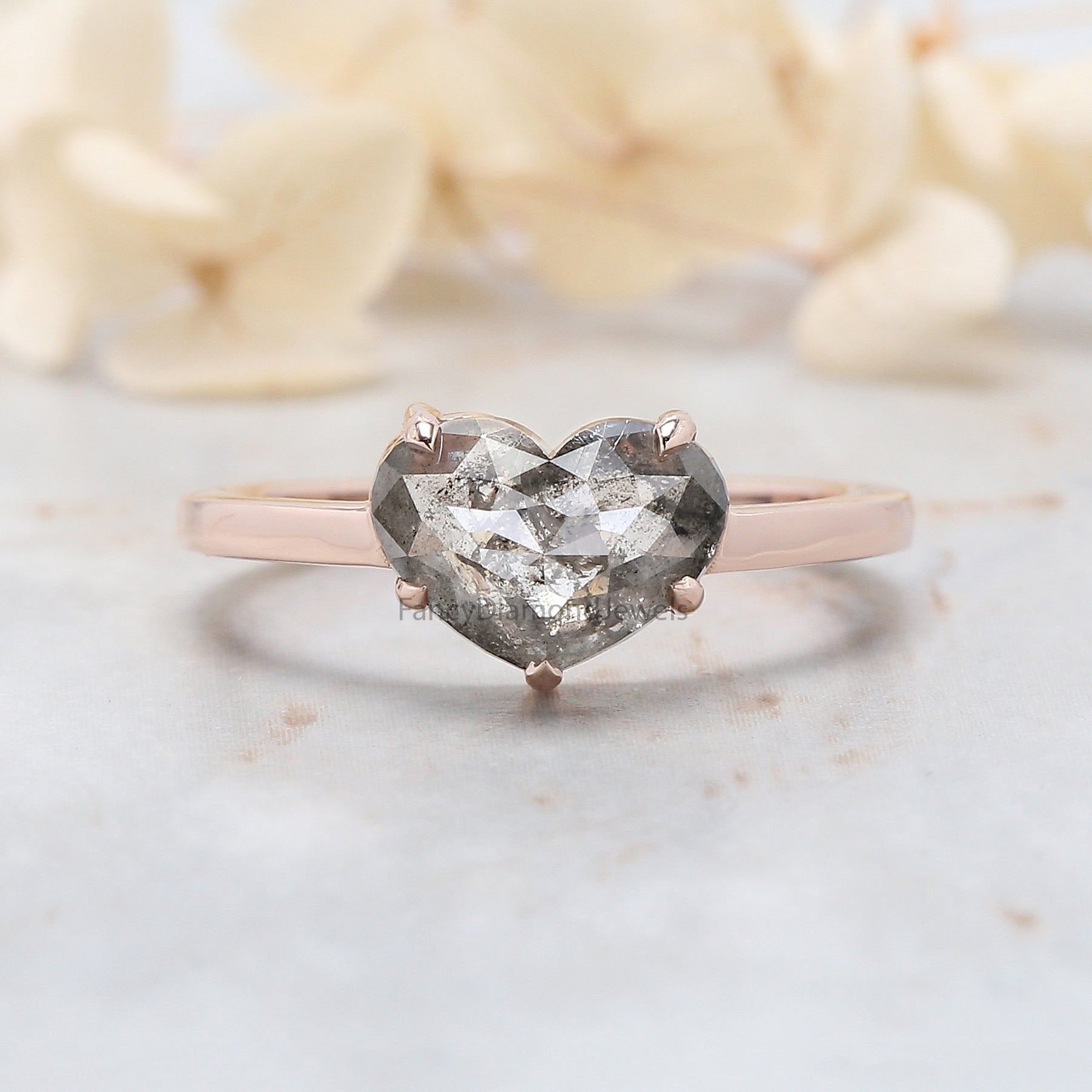 Heart Salt And Pepper Diamond Ring Salt And Pepper Heart Diamond