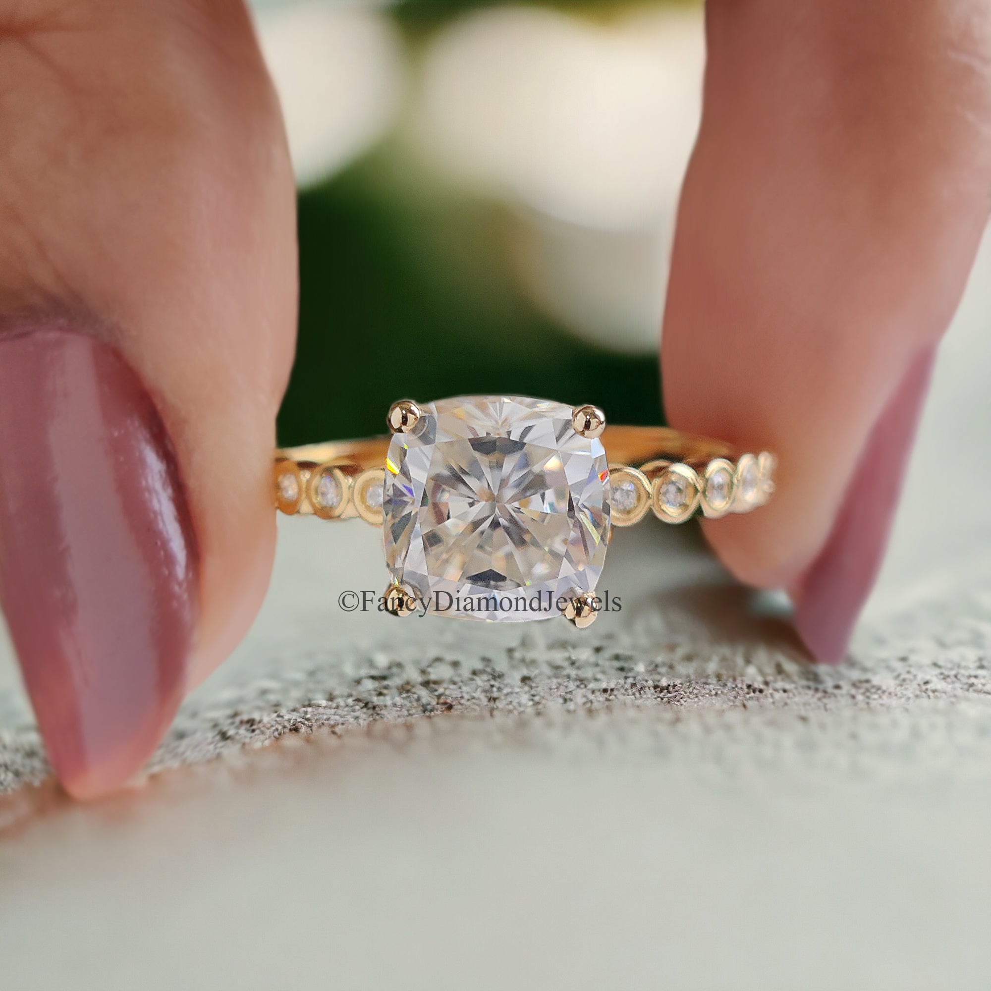 Cushion Moissanite Engagement Ring 1.60 CT Cushion Cut Moissanite Ring Round Prong Ring For Women Promise Ring Gift For Her Ring FD86