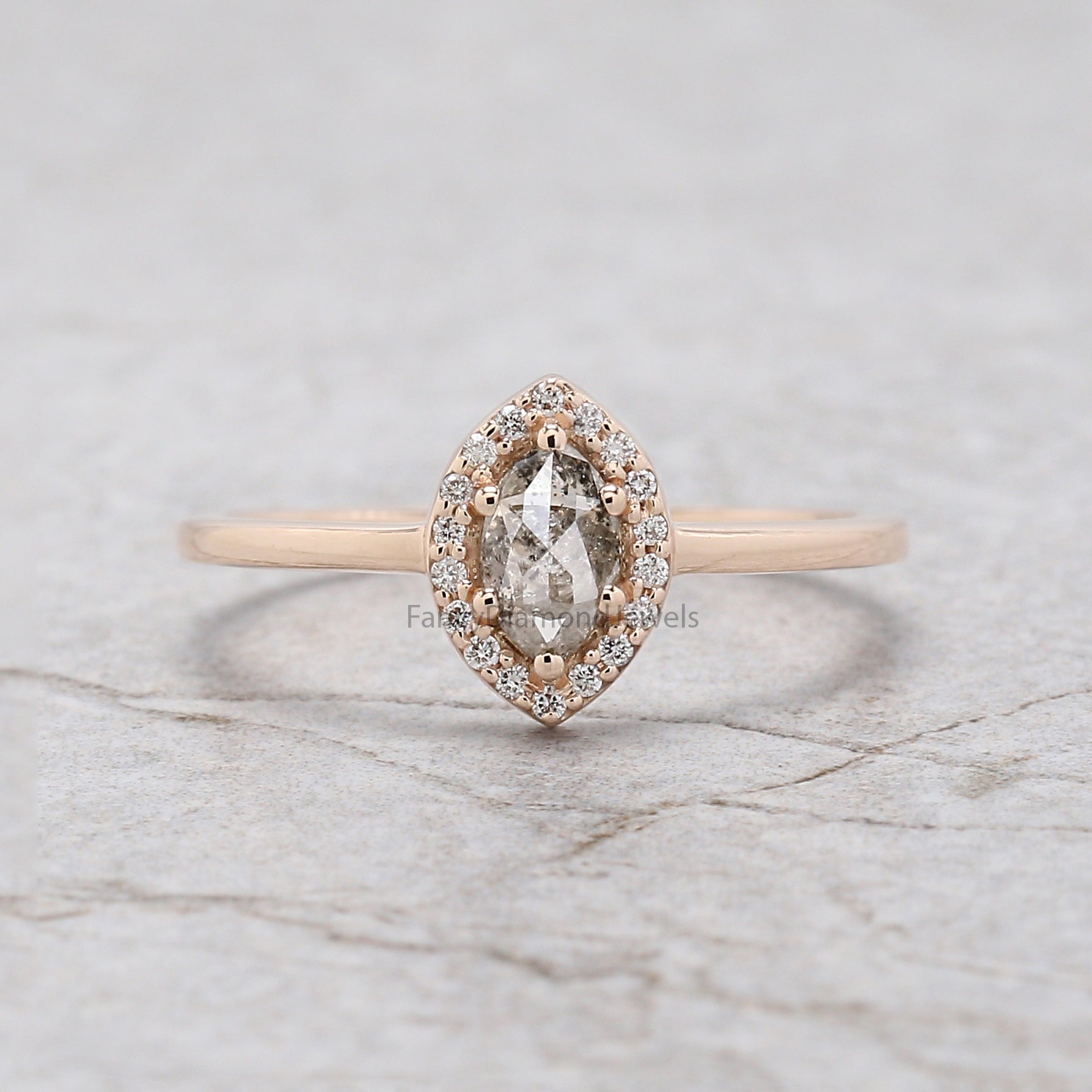 Marquise salt and pepper Diamond Ring, Salt and pepper Marquise Diamond Engagement Ring, Marquise Diamond Ring, Marquise Shape Ring, KD1119