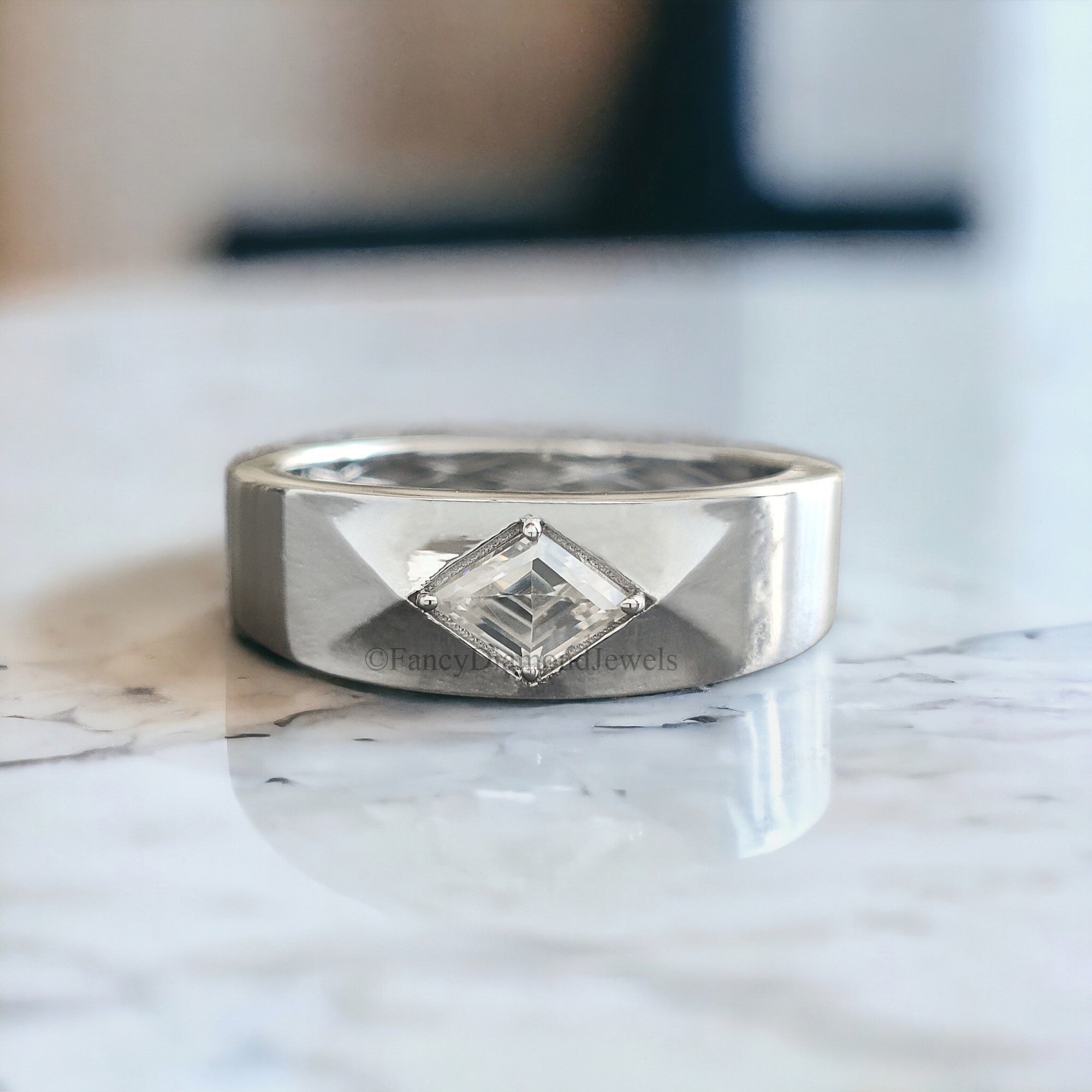 0.50 Kite Shape Moissanite Band Colorless Kite Band Antique Shape Engagement Band Prong Set Wedding Band Anniversary Gift For Her FD118