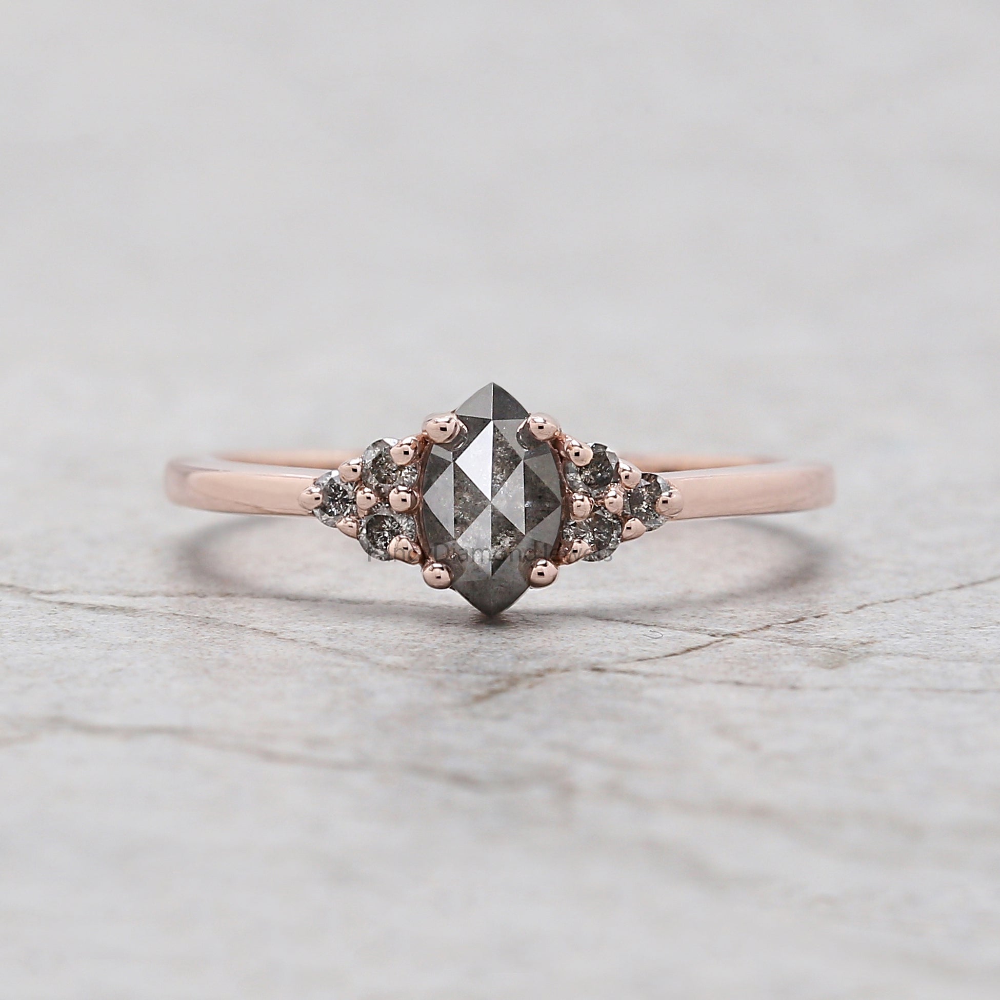 Marquise salt and pepper Diamond Ring, Salt and pepper Marquise Diamond Engagement Ring, Marquise Diamond Ring, Marquise Shape Ring, KD1132