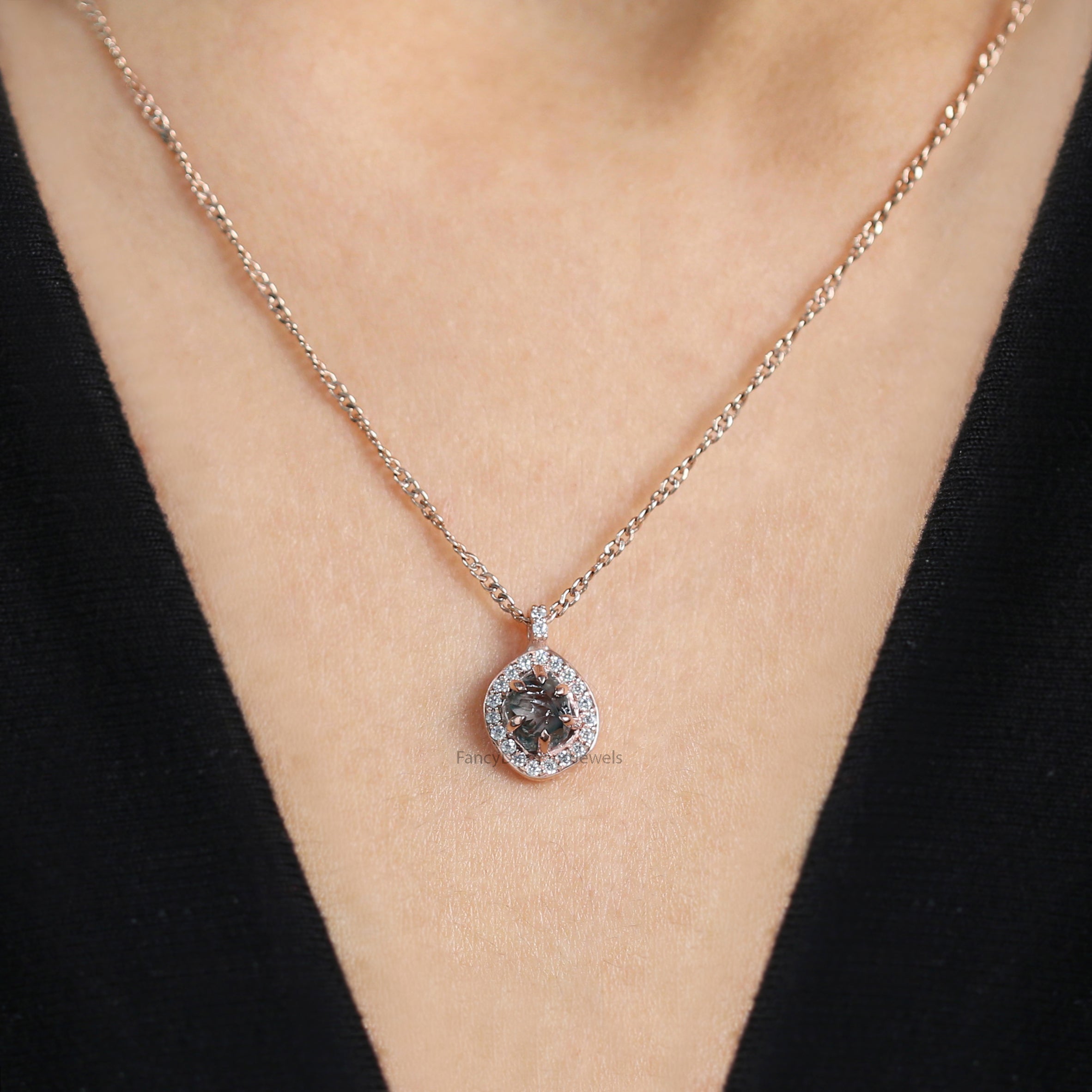 Rough Blue Color Diamond Pendant, Unique Diamond Pendant, Blue Diamond Pendant, Blue Rough Pendant, Rough Pendant, Dangling Pendant, KDL2349