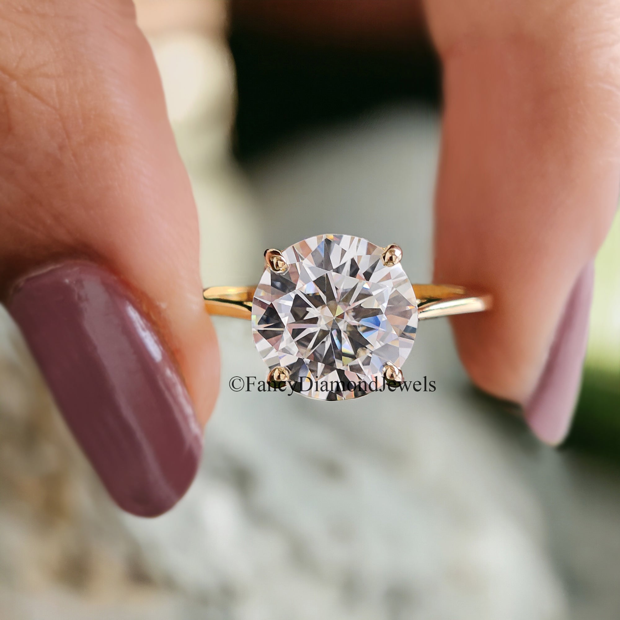 Round Moissanite Ring 925 Sterling Silver Moissanite Ring Wedding Engagement Ring Solitaire Moissanite Ring Moissanite Solid Gold Ring FD76