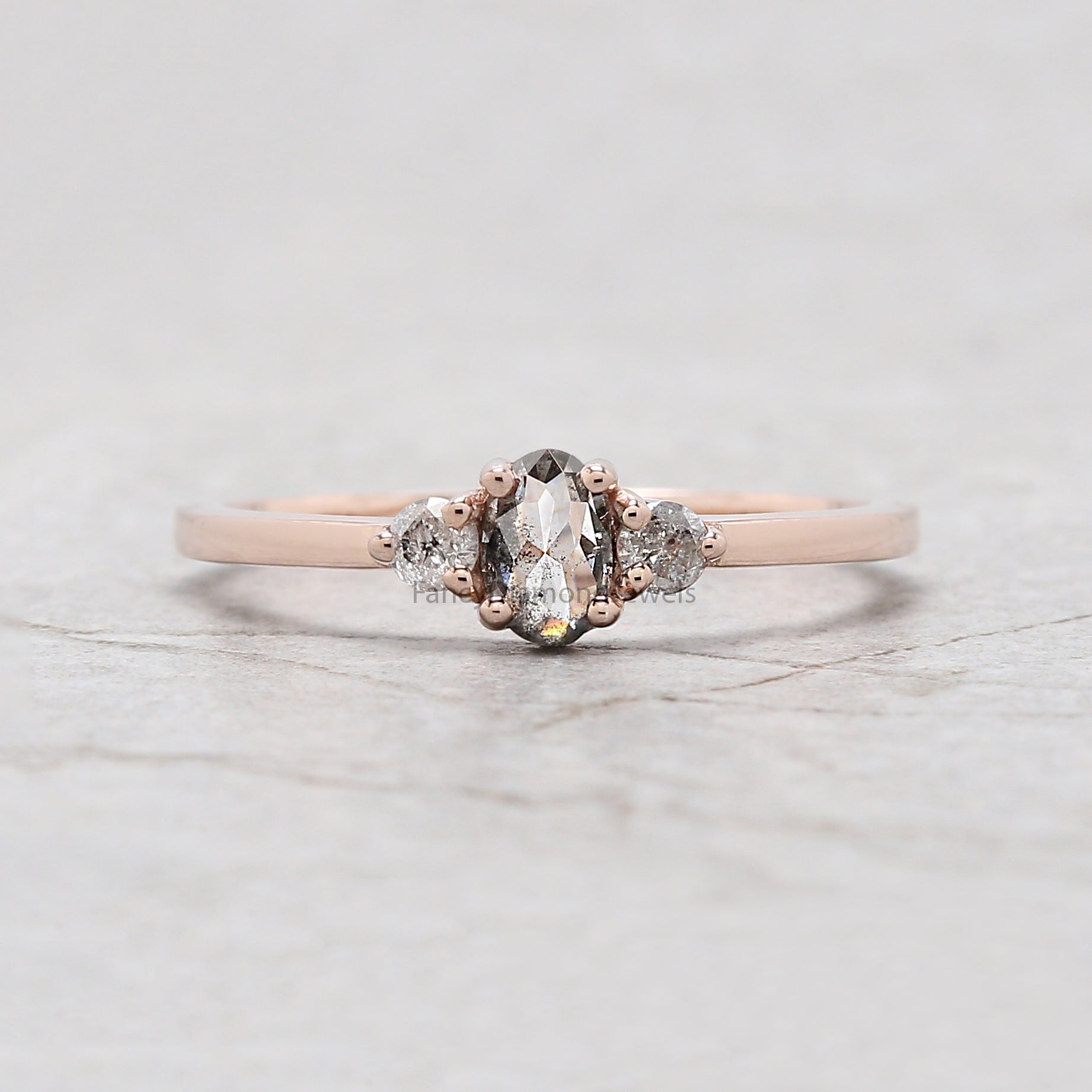 Oval Salt And Pepper Diamond Ring, Salt And Pepper Oval Diamond Engagement Ring, Oval Diamond Ring, Oval Cut Ring, Oval Shape Ring, KD1153