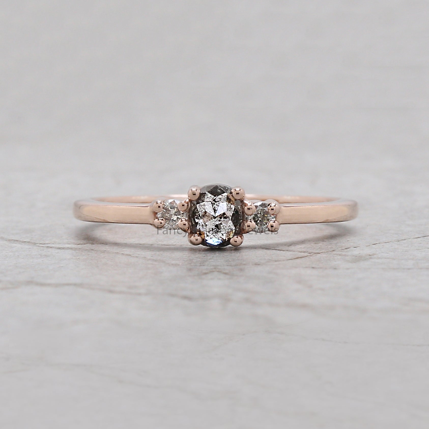 Oval Salt And Pepper Diamond Ring, Salt And Pepper Oval Diamond Engagement Ring, Oval Diamond Ring, Oval Cut Ring, Oval Shape Ring, KD1162