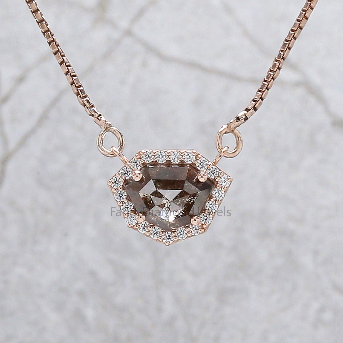 Shield Salt And Pepper Diamond Pendant, Unique Diamond Pendant, Salt And Pepper Diamond Pendant, Dangling Diamond Pendant, KD719