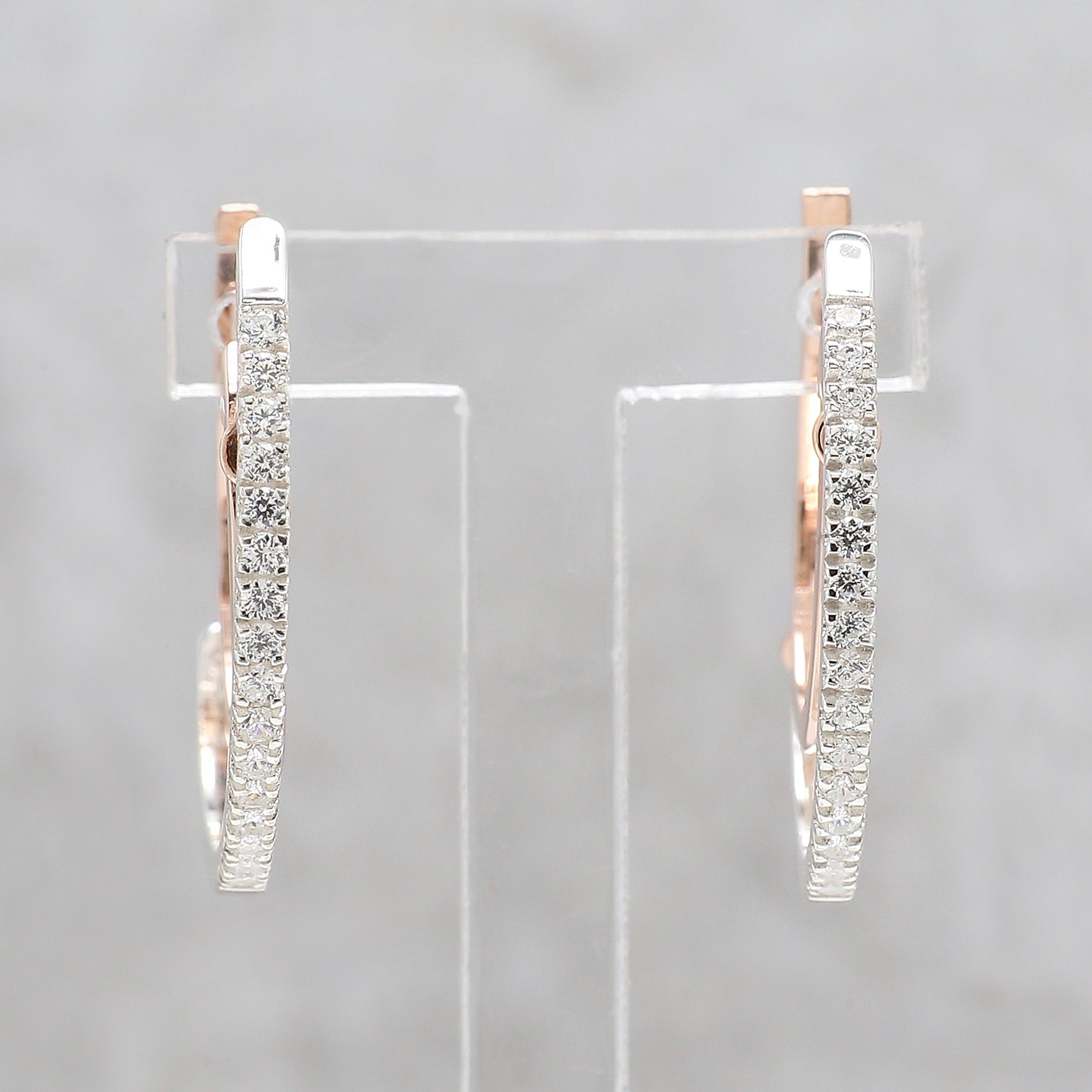 Round White Diamond Earring Dancing Hoop Earring Engagement Earring Two Tone Earrings Earlobe Earrings Jewelry Gift For Women FD266