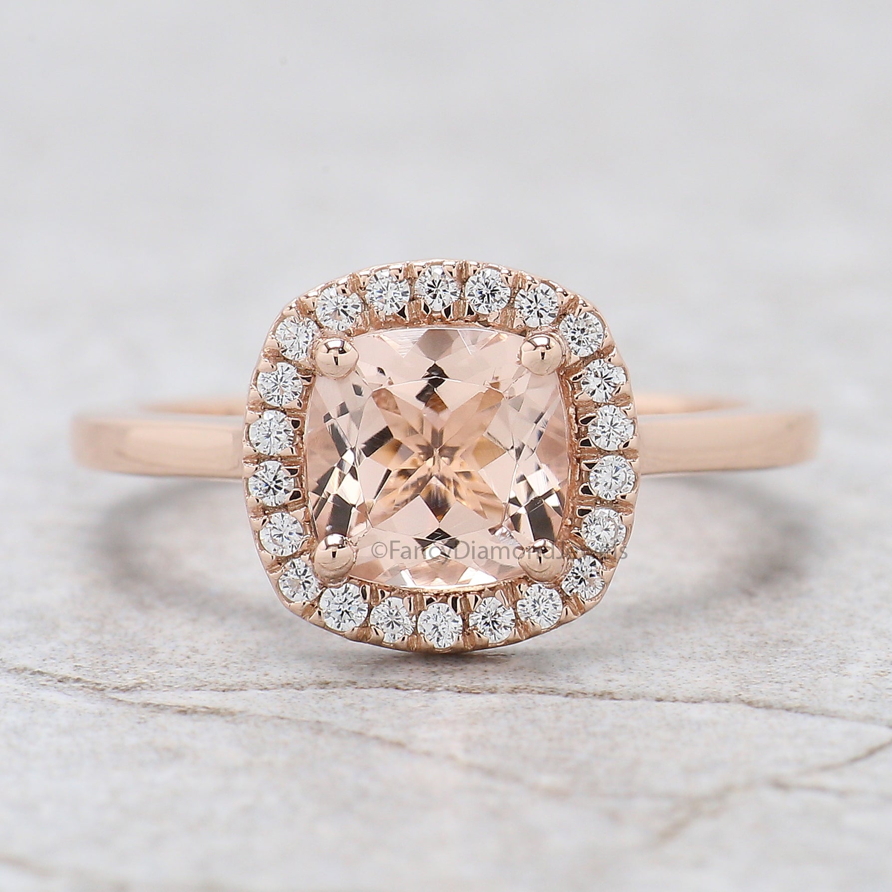 1.40 CT Cushion Cut Natural Morganite Engagement Ring Rose Gold Ring Cushion Wedding Ring Unique Vintage Halo Ring Gift For Her FD421