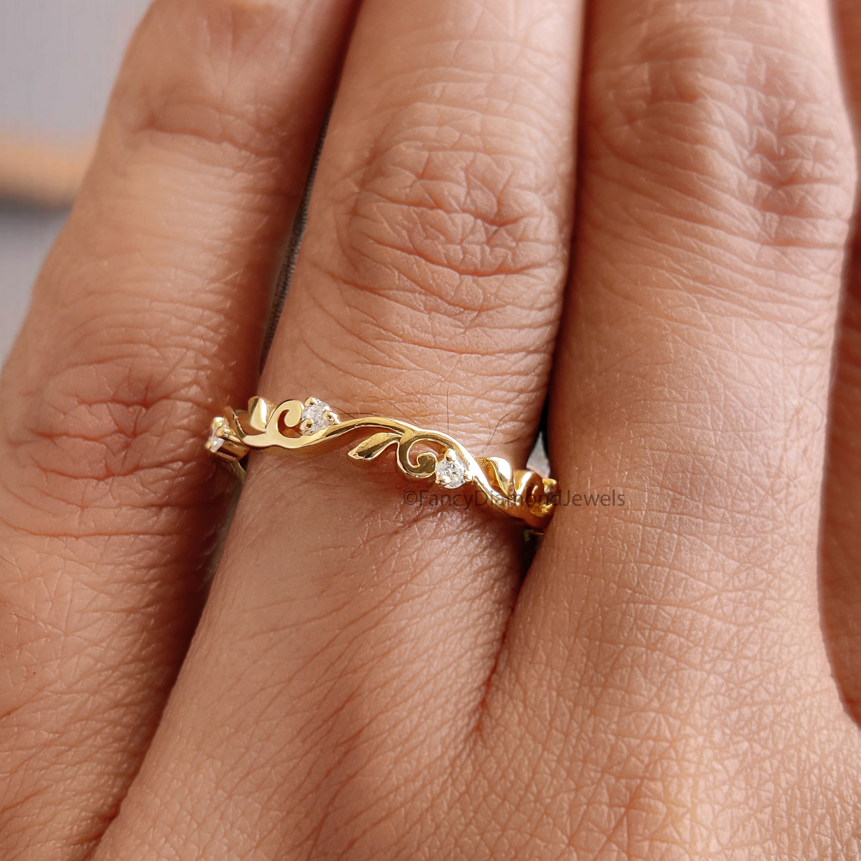 Elegant Silver Wedding Ring Set with Sparkling Diamonds for Couples Wedding Band Set Natural Style Flower & Leaf Wedding Ring Set FD524