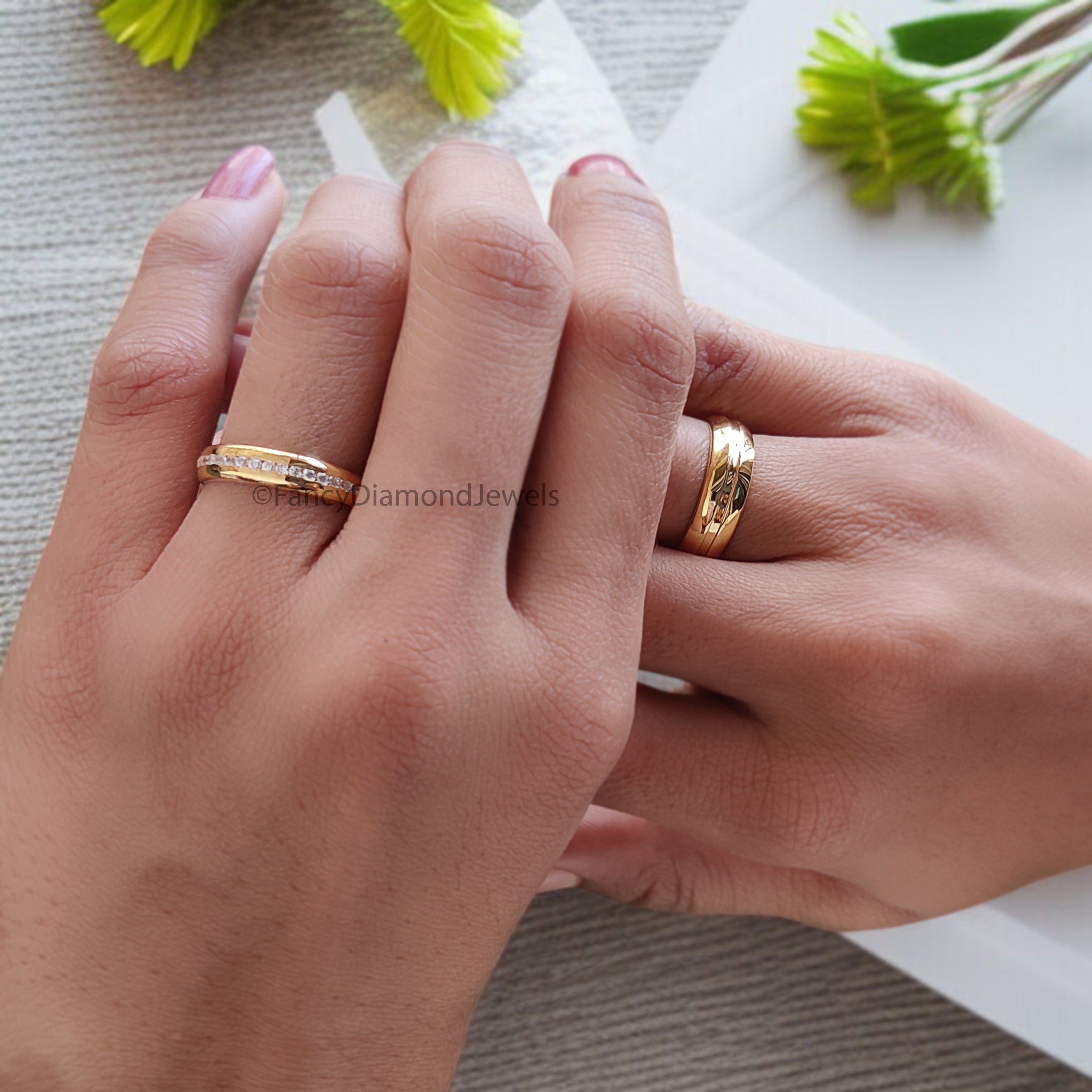 Elegant Silver Wedding Ring Set with Sparkling Diamonds for Couples Wedding Band Set with Channel Setting Perfect Symbol of Forever FD522