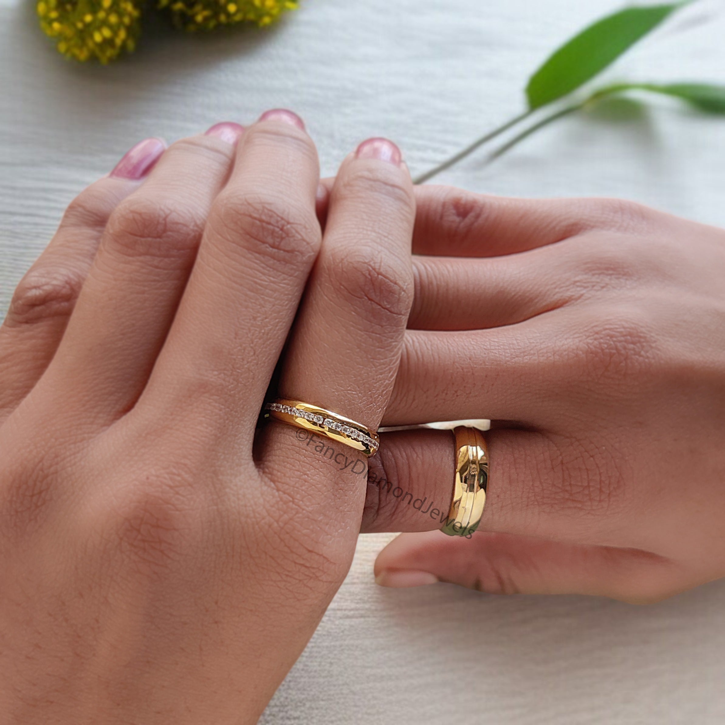 Elegant Silver Wedding Ring Set with Sparkling Diamonds for Couples Wedding Band Set with Channel Setting Perfect Symbol of Forever FD522