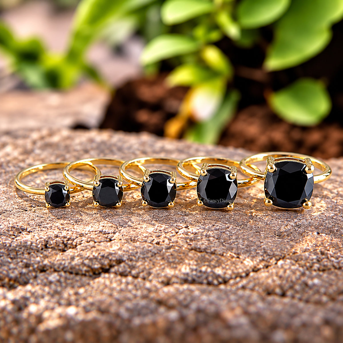 Black Onyx Engagement Ring, Cushion Cut Solitaire Ring, Sterling Silver Cushion Shape Diamond Simulant Ring, Anniversary Gift for Her FD614