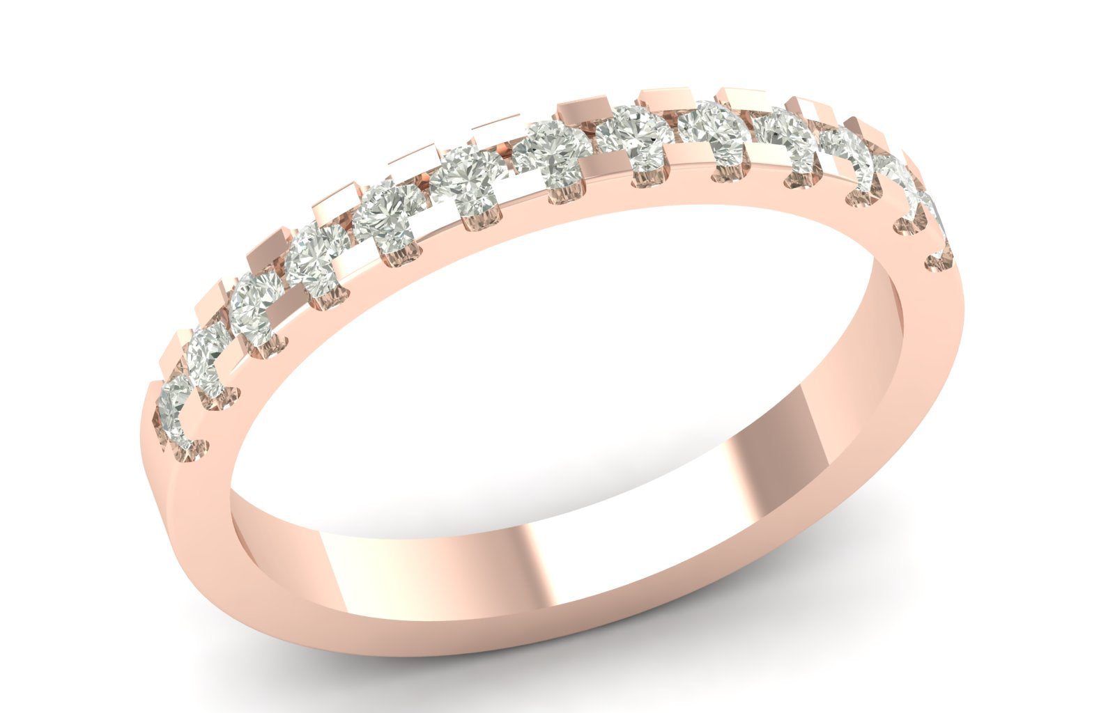 0.39 TW Half Eternity Band Round Cut Lab Grown Diamond Band Engagement Band Prong set Band For Bridal Wedding Band PR622