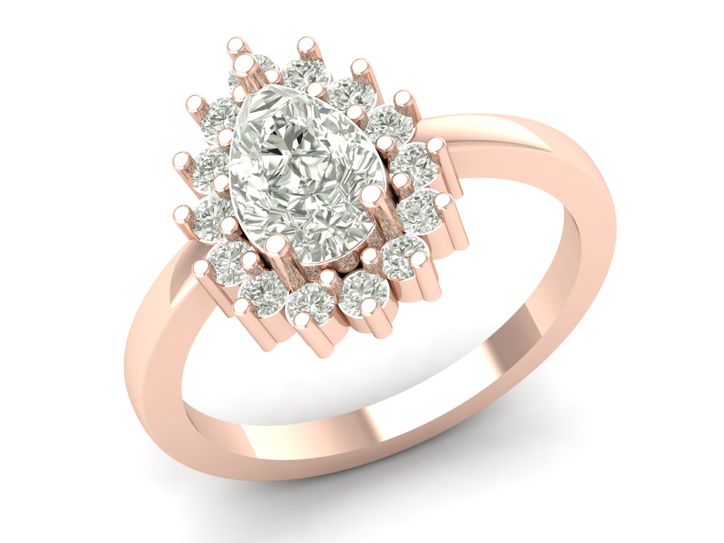 1.62 TW Unique Design Ring Pear Cut Lab Grown Diamond Ring Halo Set Engagement Ring Prong Set Wedding Ring PR633