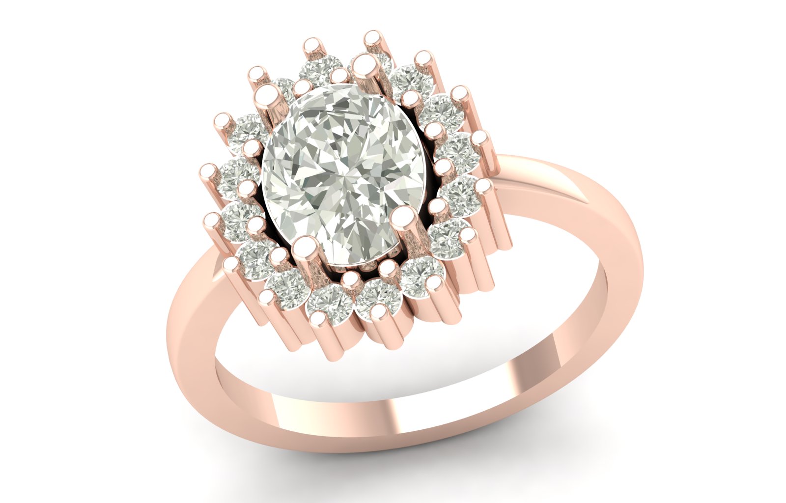 2.15 TW Prong Setting Oval Cut Lab Grown Diamond Ring Ladies Cluster Unique Engagement Ring Wedding Ring PR632