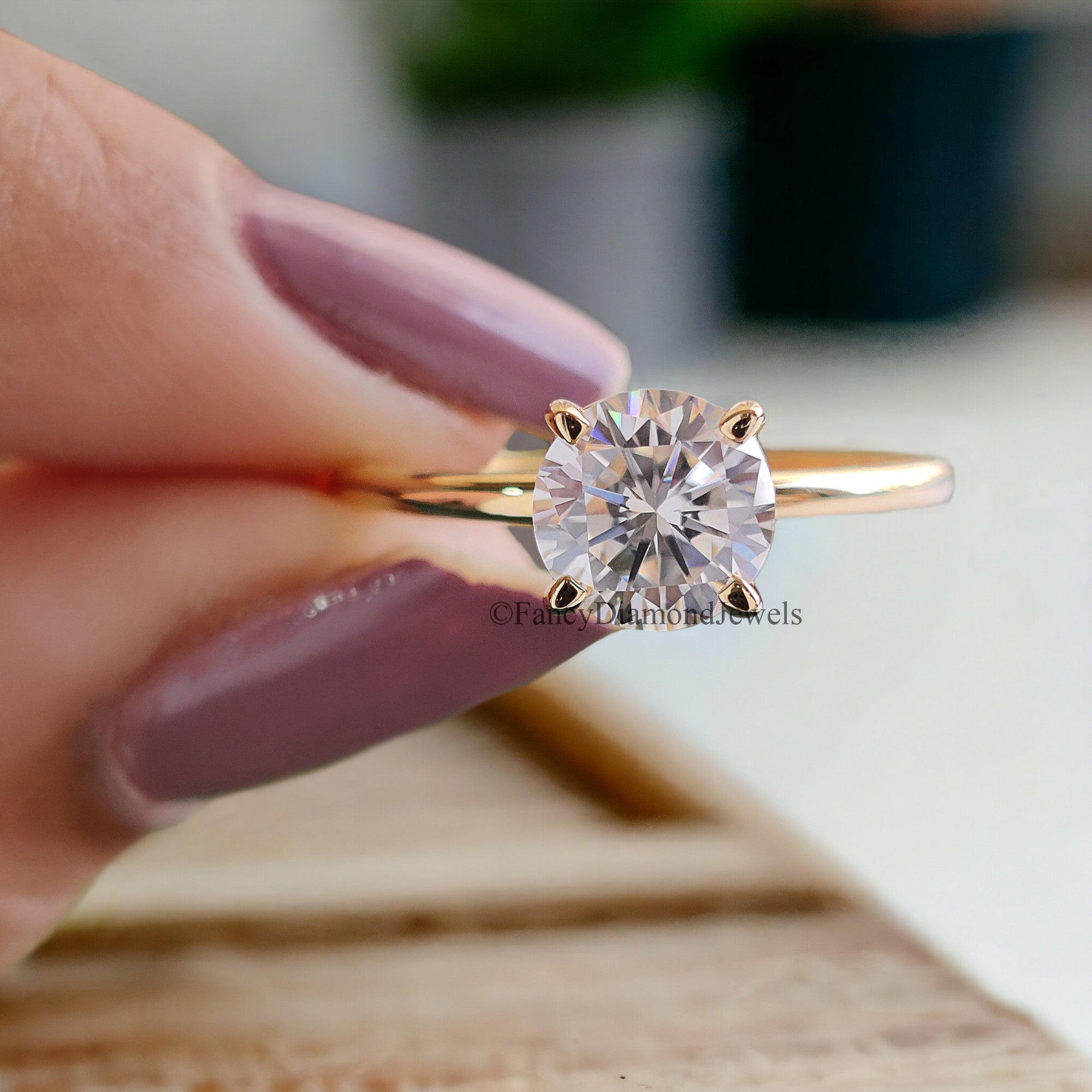 Round Moissanite Ring 925 Sterling Silver Moissanite Ring Wedding Engagement Ring Solitaire Moissanite Ring Moissanite Solid Gold Ring FD81