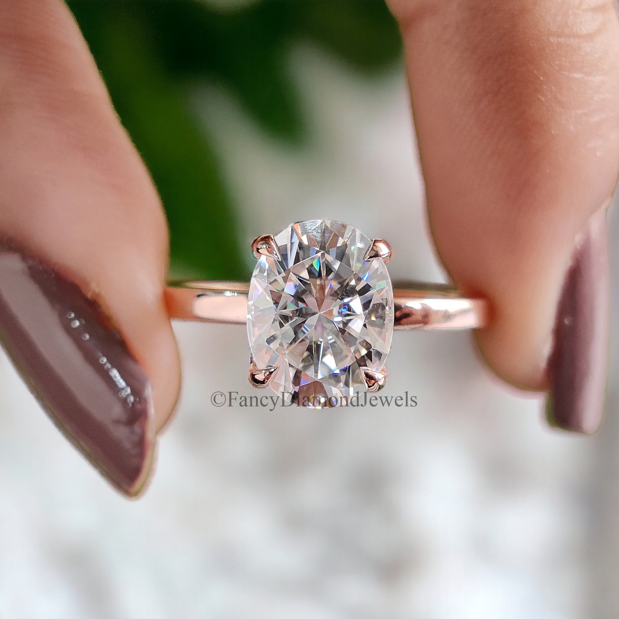 Beautiful Oval Shape Moissanite Ring Rose Gold 10k/14k/18k 2.00 CT Oval Cut Ring Oval Wedding Engagement Ring Oval Colorless Ring FD16