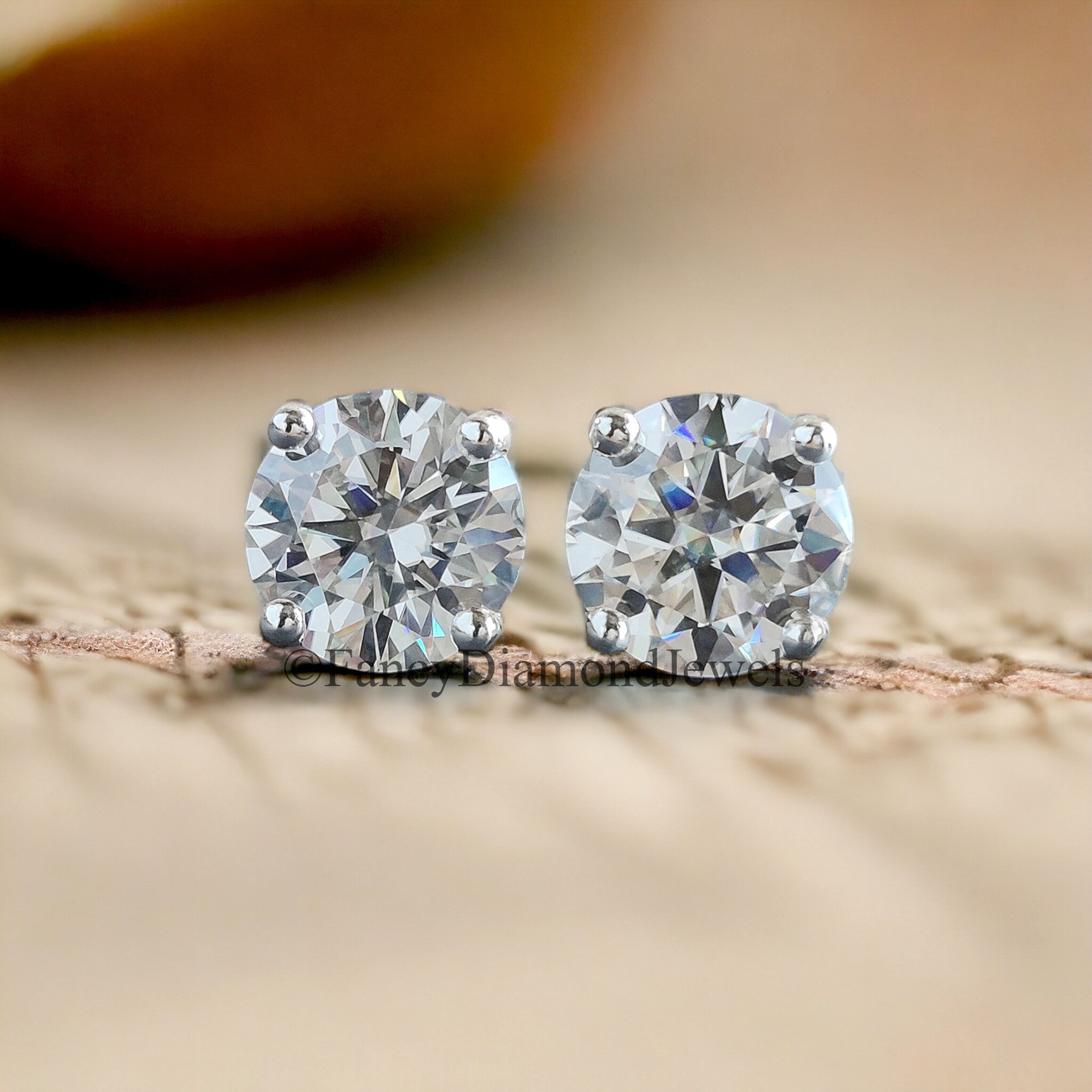 8 MM Round Brilliant Cut Earrings Colorless Moissanite Stud Earrings Screw Back Earrings Wedding Earrings Round Studs Earrings for Her FD20