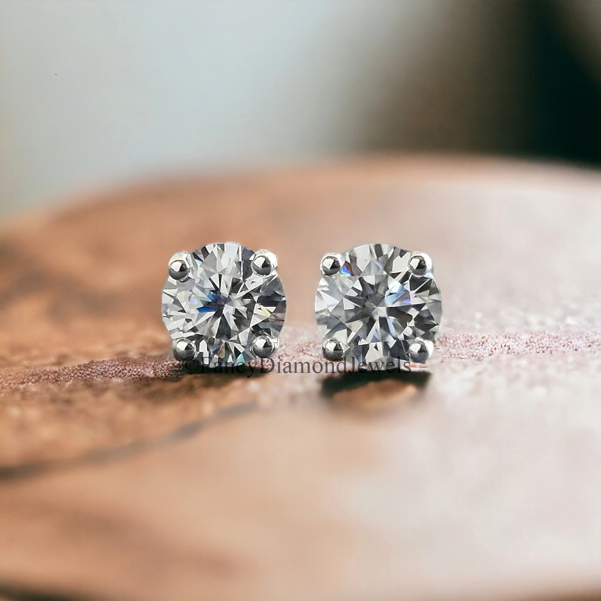 5 MM Round Brilliant Cut Earrings Colorless Moissanite Stud Earrings Screw Back Earrings Wedding Earrings Round Studs Earrings for Her FD23