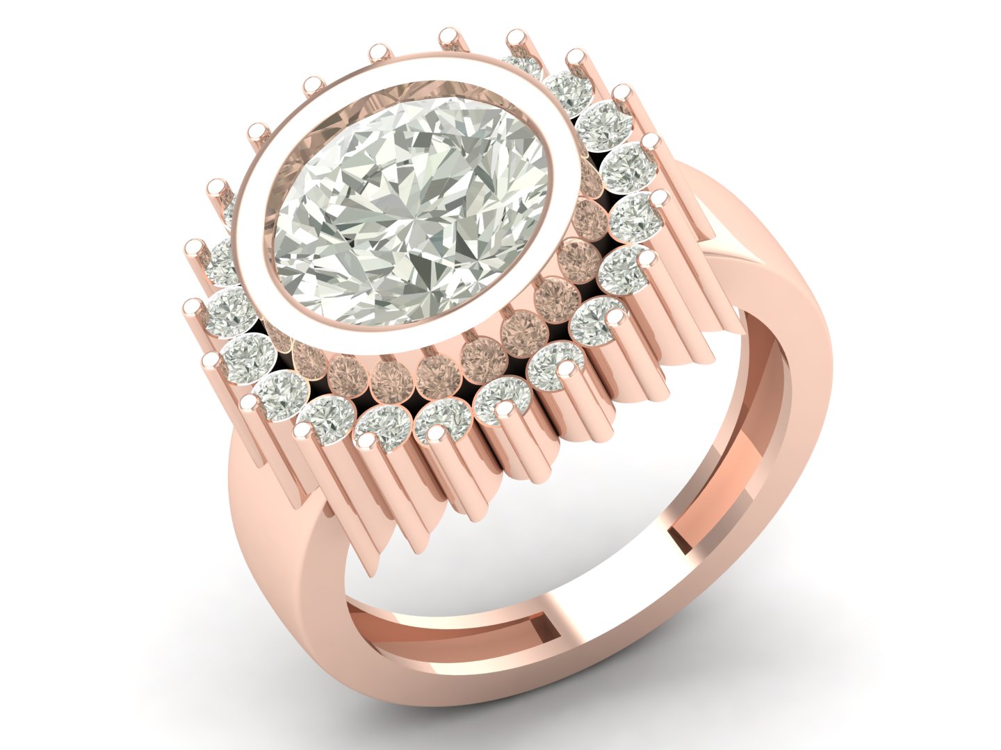 4.37 TW Bezel Setting Round Cut Lab Grown Diamond Ring Ladies Cluster Unique Engagement Ring Wedding Ring PR607