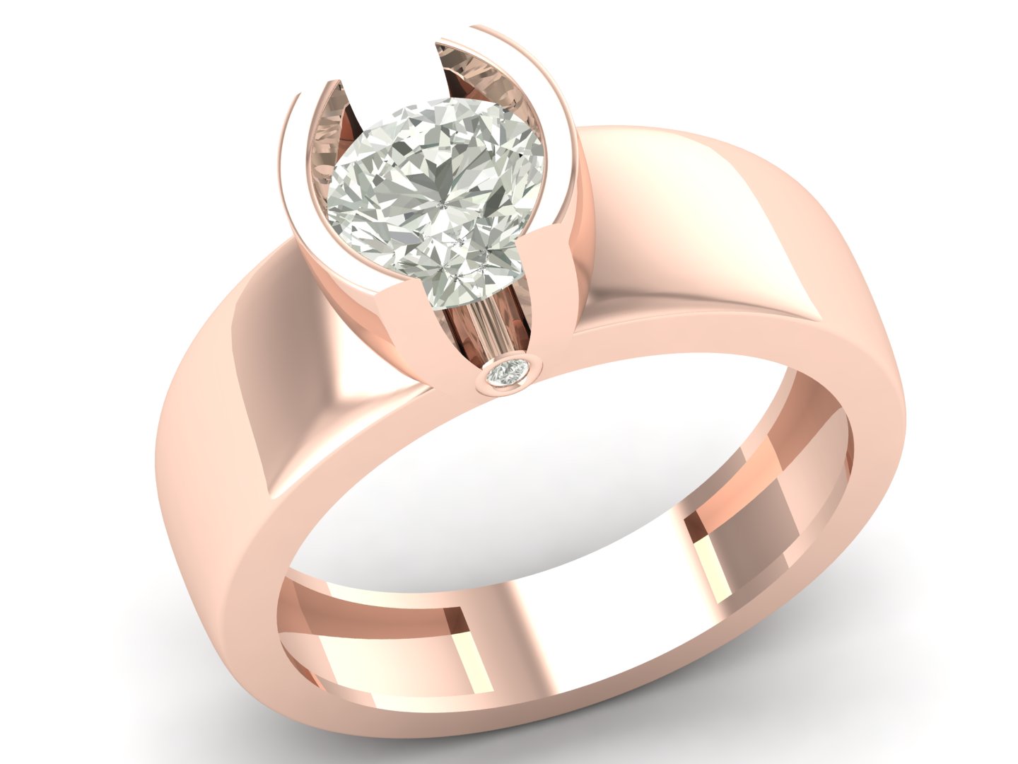 1.30 TW Round Cut Lab Grown Diamond Ring Presser Setting With Half Bezel Set Engagement Ring Bridal Wedding Ring Solitaire Ring PR617