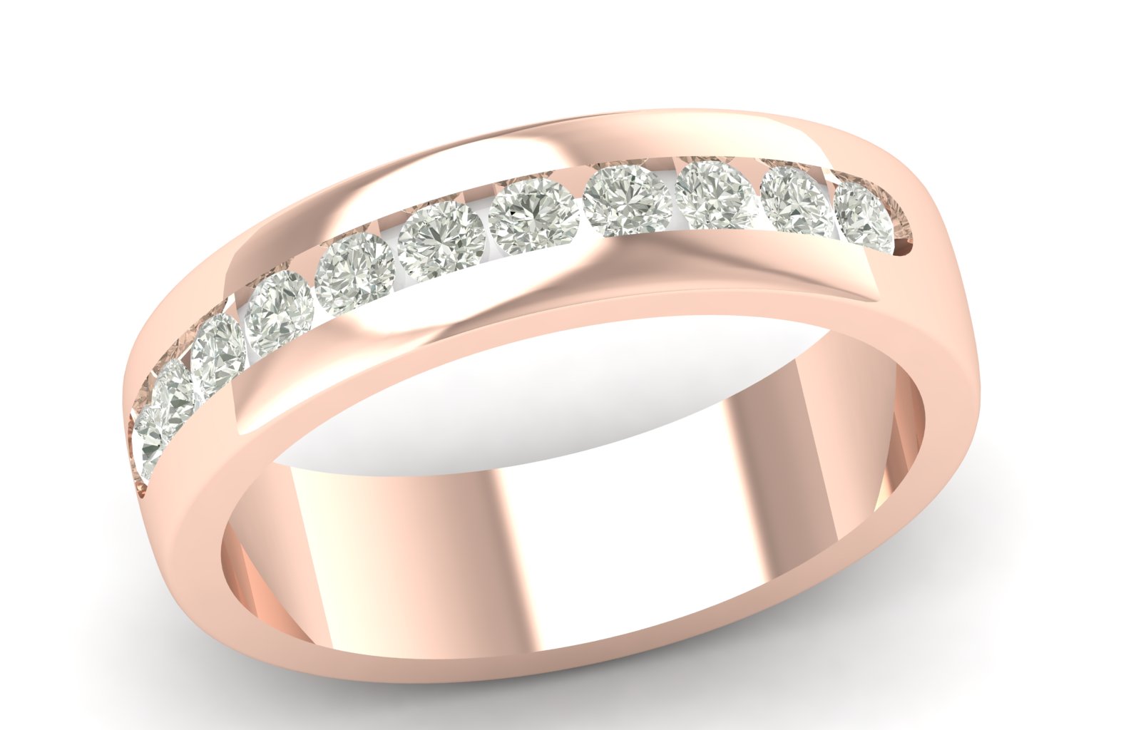 0.44 TW Channel Set Round Cut Lab Grown Diamond Band Engagement Band Men's Wedding Band PR642