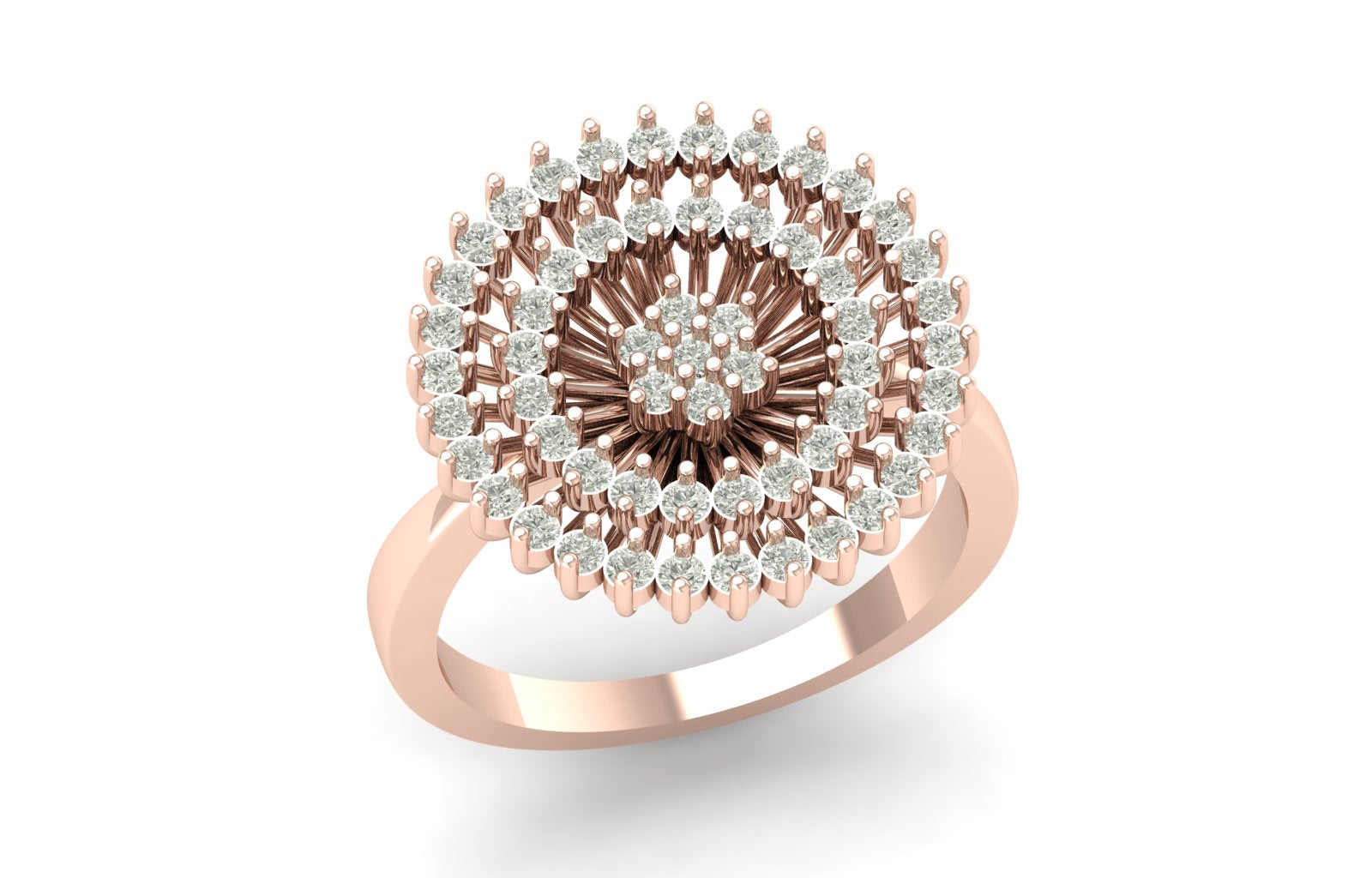 0.72 TW Unique Design Ring Floral Round Cut Lab Grown Diamond Ring Prong Set Engagement Ring Cocktail Style Wedding Ring PR052