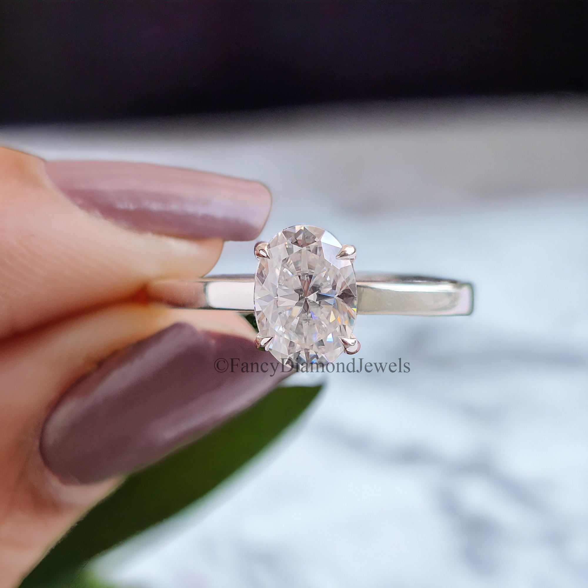 Beautiful Oval Shape Moissanite Ring White Gold 10k/14k/18k 1.00 CT Oval Cut Ring Oval Wedding Engagement Ring Oval Colorless Ring FD19