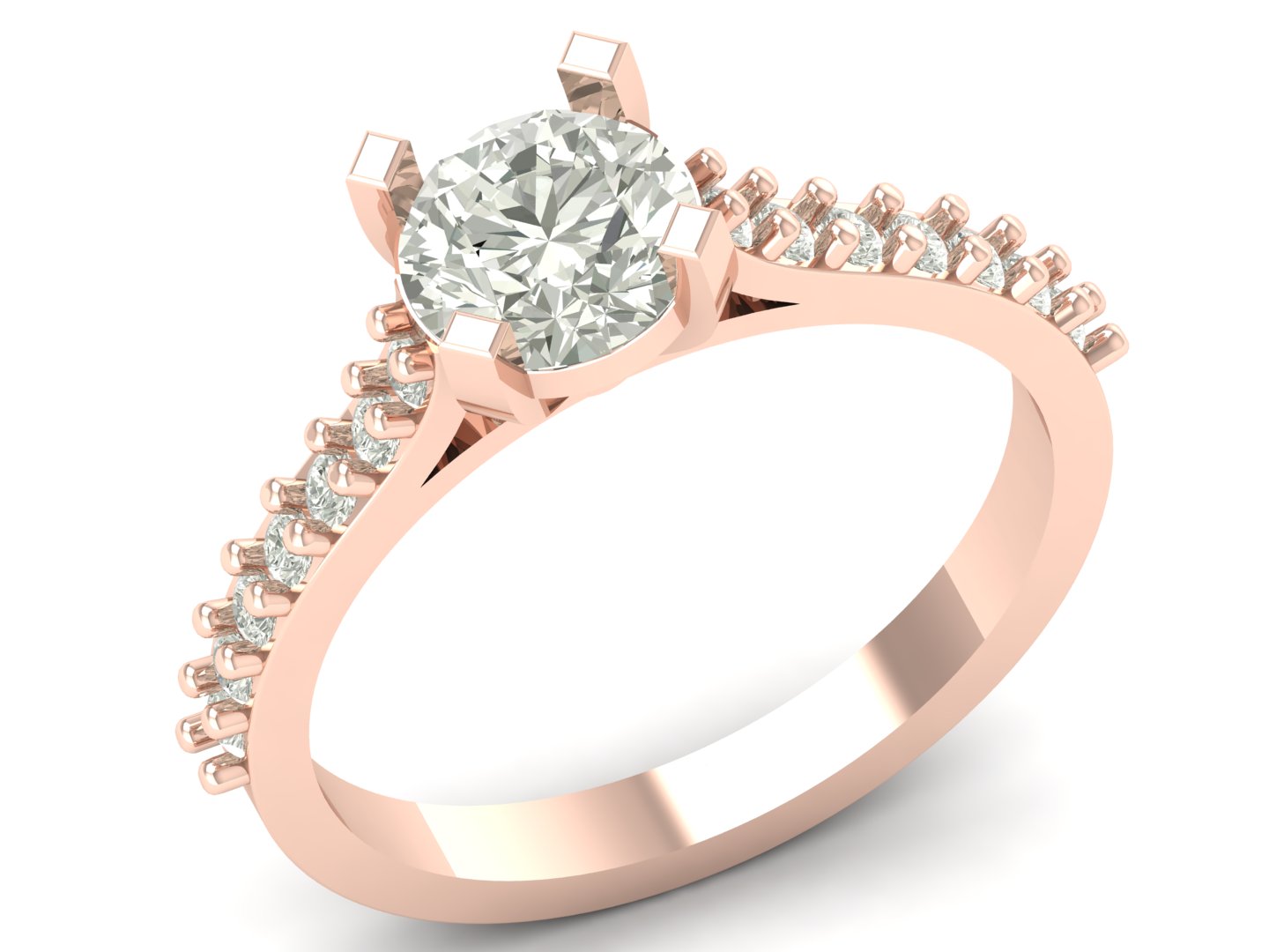 1.29 TW Round Cut Lab Grown Diamond Ring Square Prong Setting Engagement Ring Bridal Wedding Ring Solitaire Ring PR635