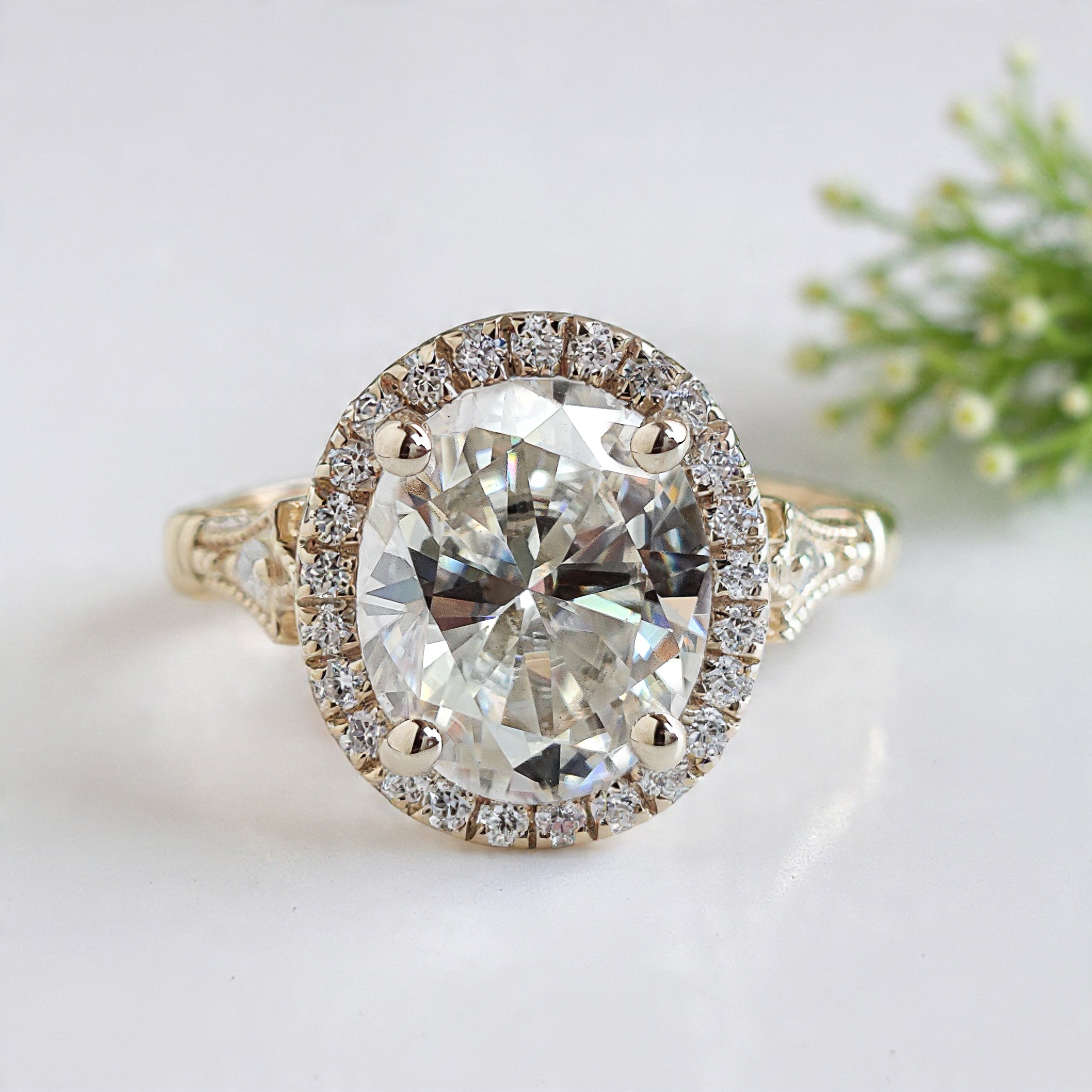 2.40 CT Oval Cut Lab Grown Diamond Engagement Ring Oval With Halo Setting Ring Colorless Oval Wedding Ring Gift for Her Promise Ring FD466