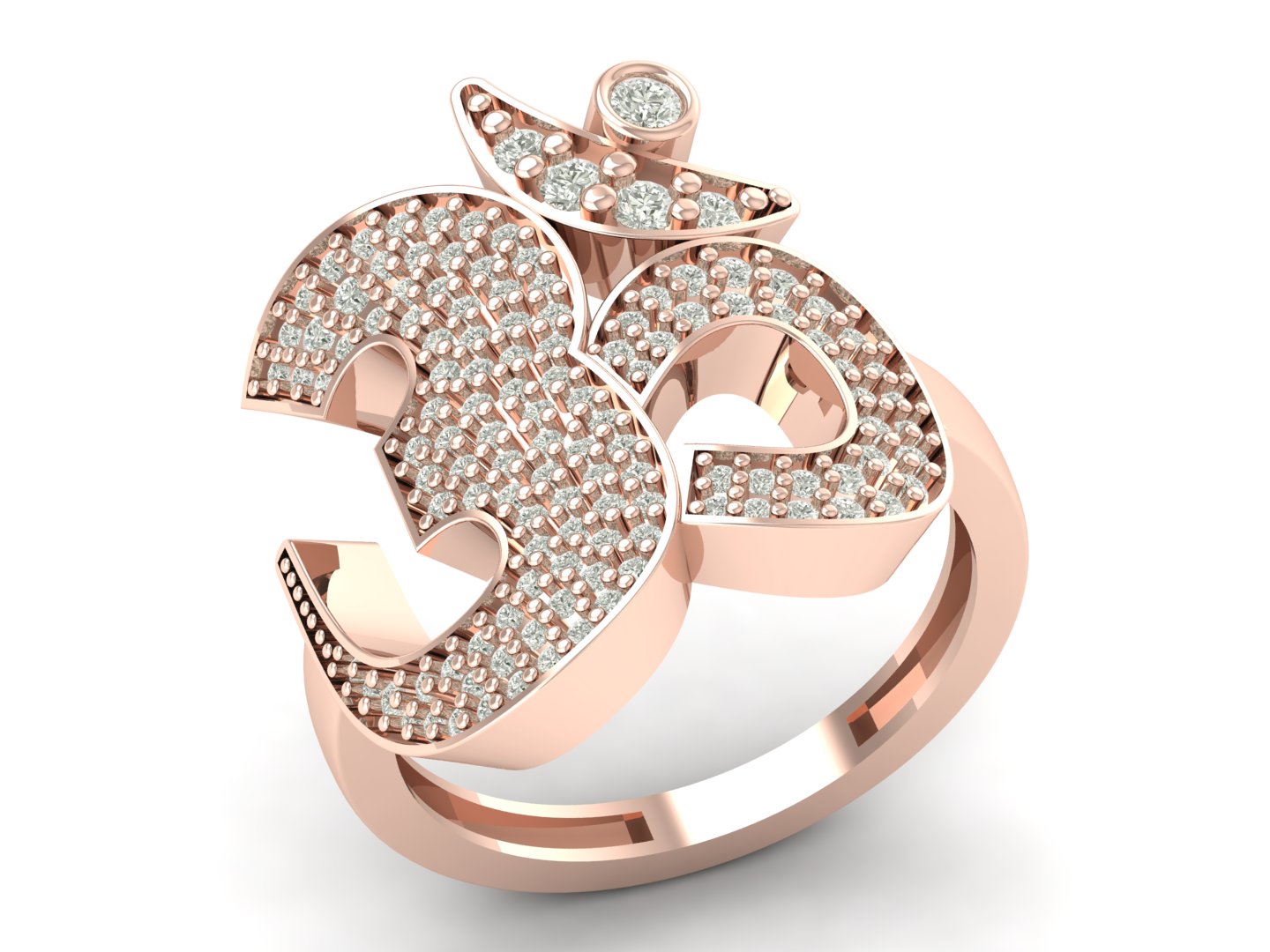 0.61 TW Prong Setting With Om Symbol Ring Round Cut Lab Grown Diamond Ring Men's Engagement Ring Wedding Ring PR599