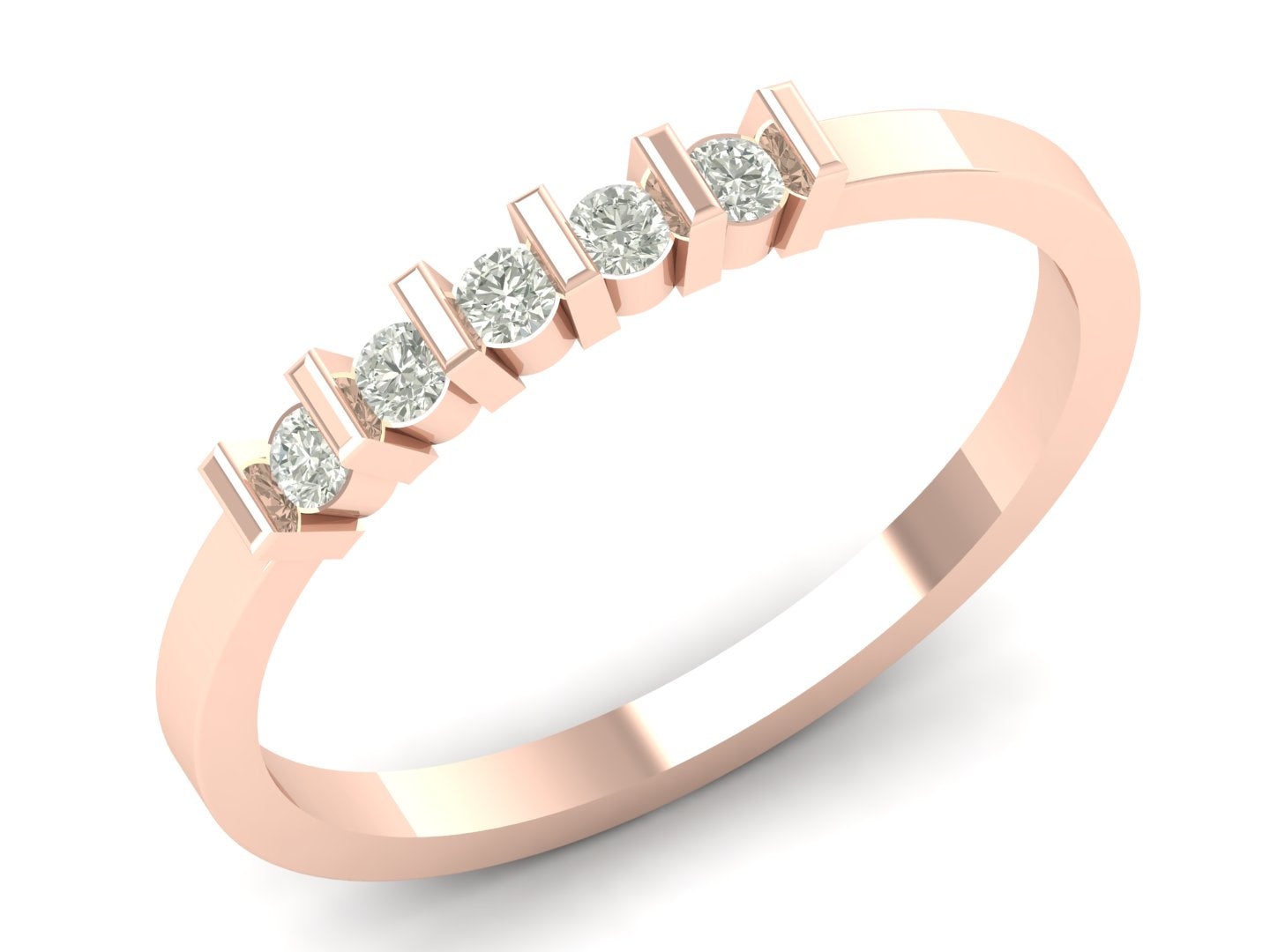 0.13 TW 5 Stone Wedding Band Prong Setting Band Round Cut Lab Grown Diamond Band Engagement Band Bridal Wedding Band PR628