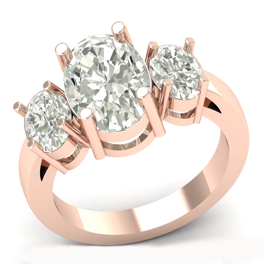 3 Stone Ring 4.29 TW Prong Setting Oval Cut Lab Grown Diamond Ring Ladies Cluster Unique Engagement Ring Wedding Ring PR647