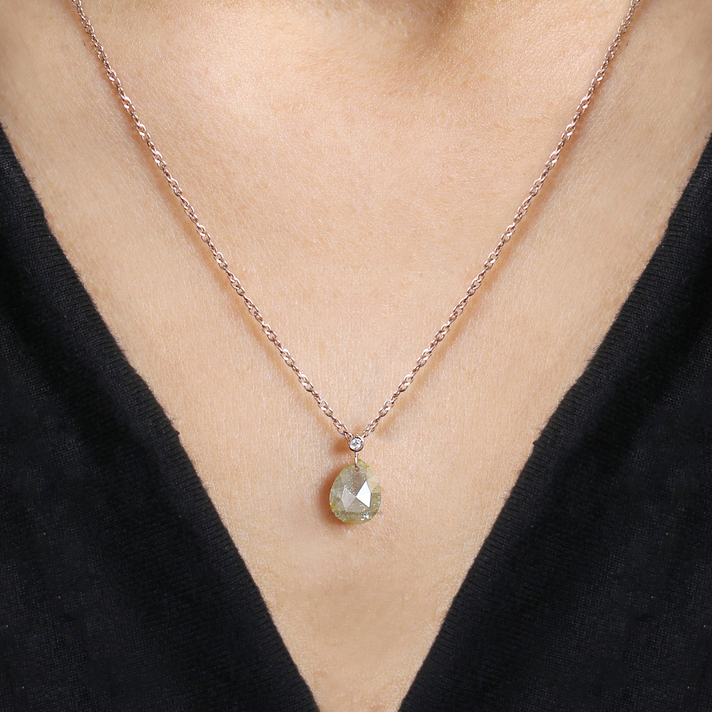 Pear Shape Grey Color Diamond Pendant 2.96 Ct 9.30 MM Pear Cut Diamond Pendant 14K Solid Rose Gold Silver Engagement Pear Pendant QL7462